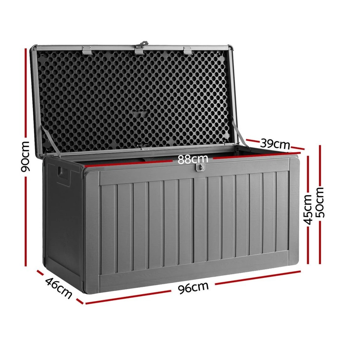 3 Gardeon Outdoor Storage Box 190L Container Lockable Garden Bench Tool Shed - Black, 3 of 7