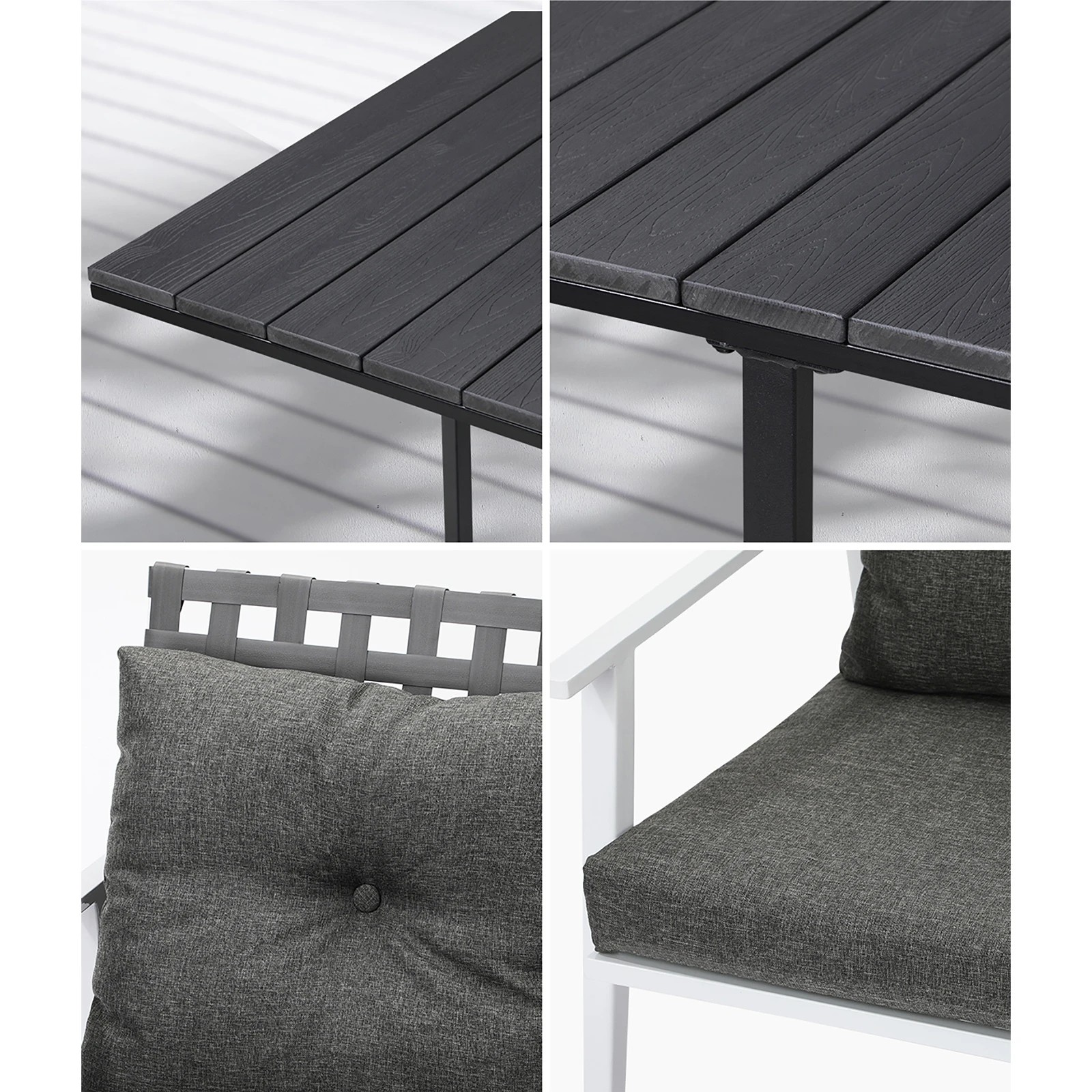 5 Livsip Outdoor Dining Set Patio Furniture Table Rattan White Chairs 5PC - Multi, 5 of 9