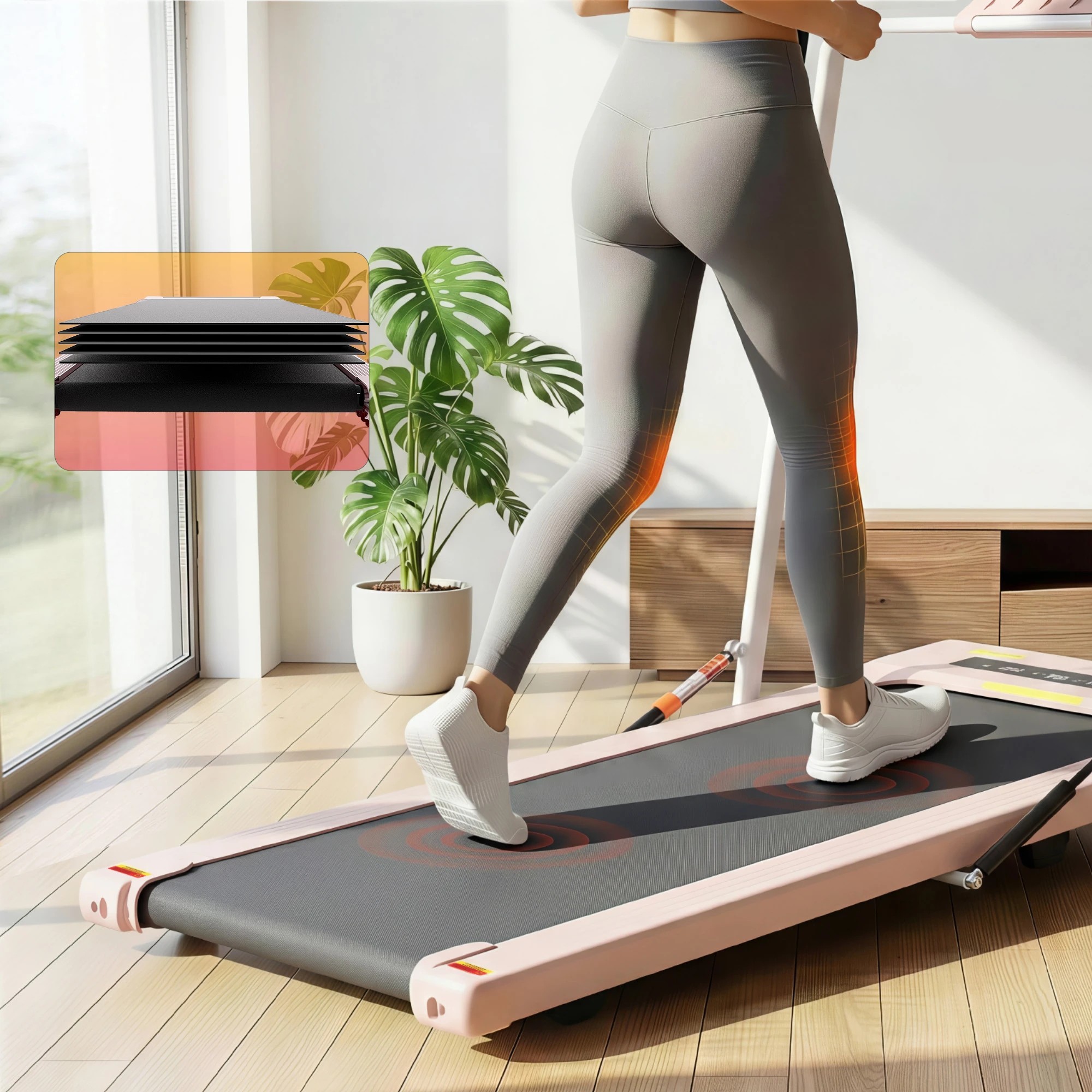 10 Everfit Treadmill Electric Walking Pad Under Desk Home Gym Fitness 400mm - Pink, 10 of 10