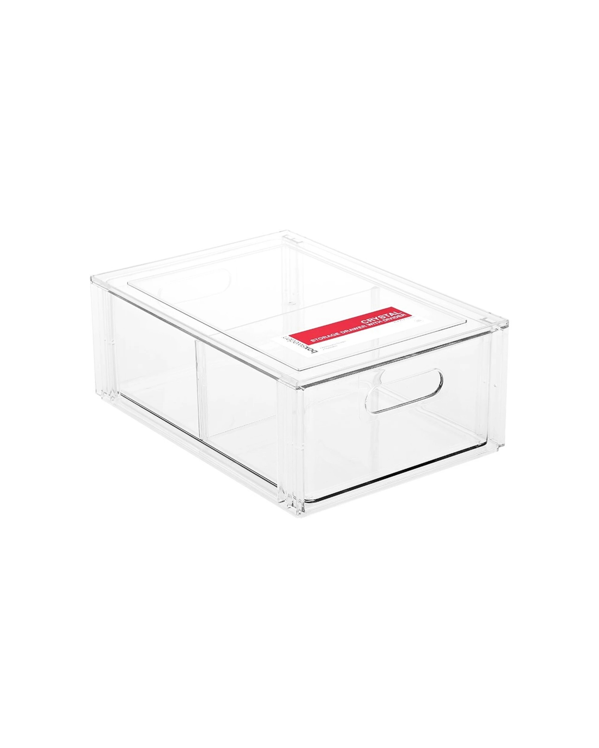 2 Boxsweden 35cm Crystal Storage Drawer With Divider Stackable Organiser - Home Storage Container.
 - Clear, 2 of 4