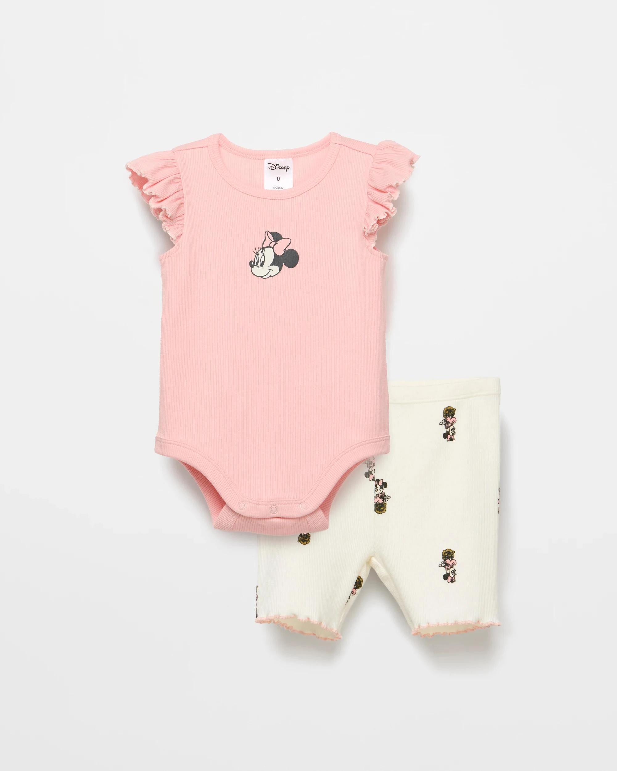 1 Baby Disney Organic Cotton Rib Bodysuit and Shorts 2 Piece Set MINNIE MOUSE, 1 of 5