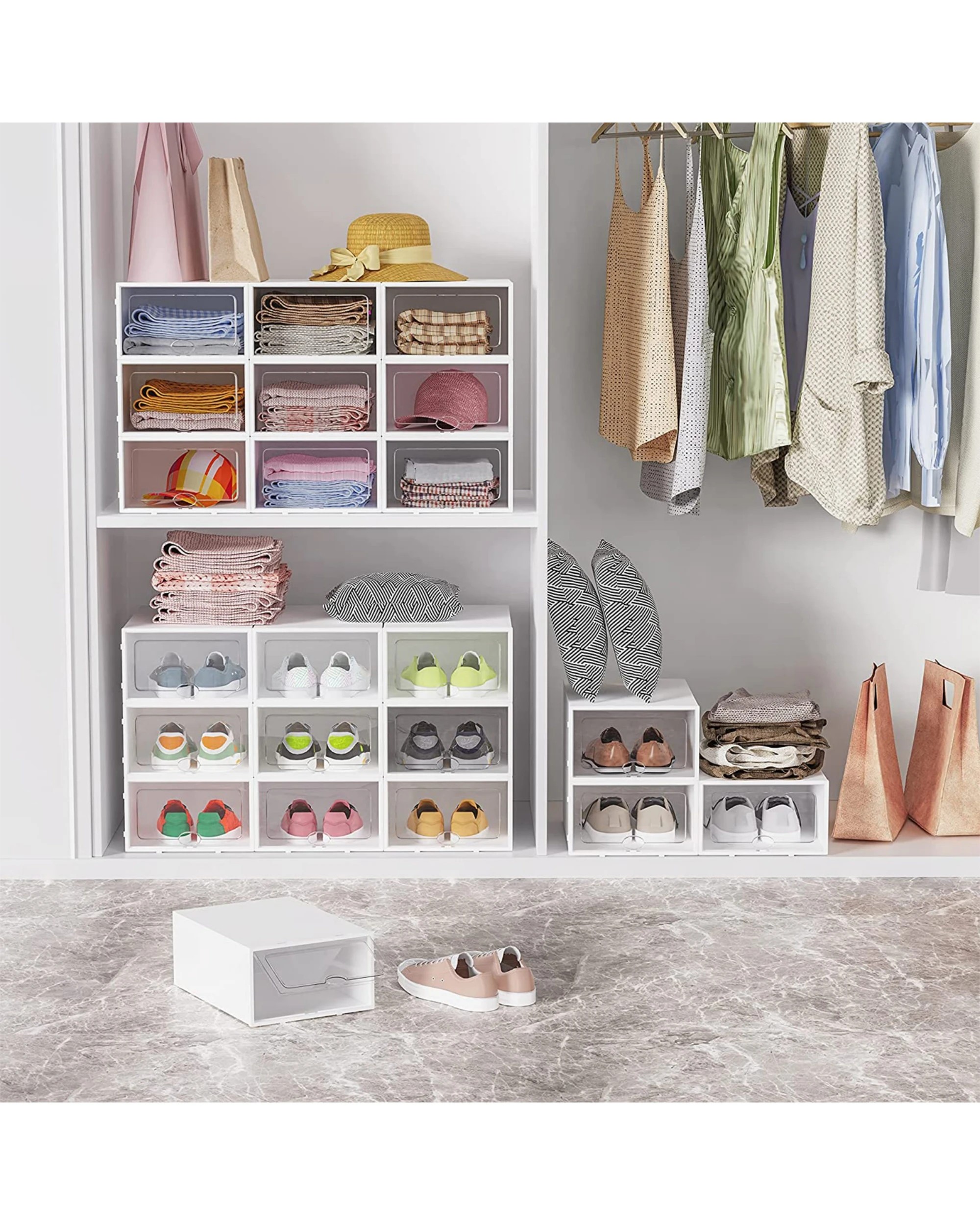 6 Advwin 15Pcs Shoe Storage Case Display Box Stackable Sneaker Rack Plastic, 6 of 8