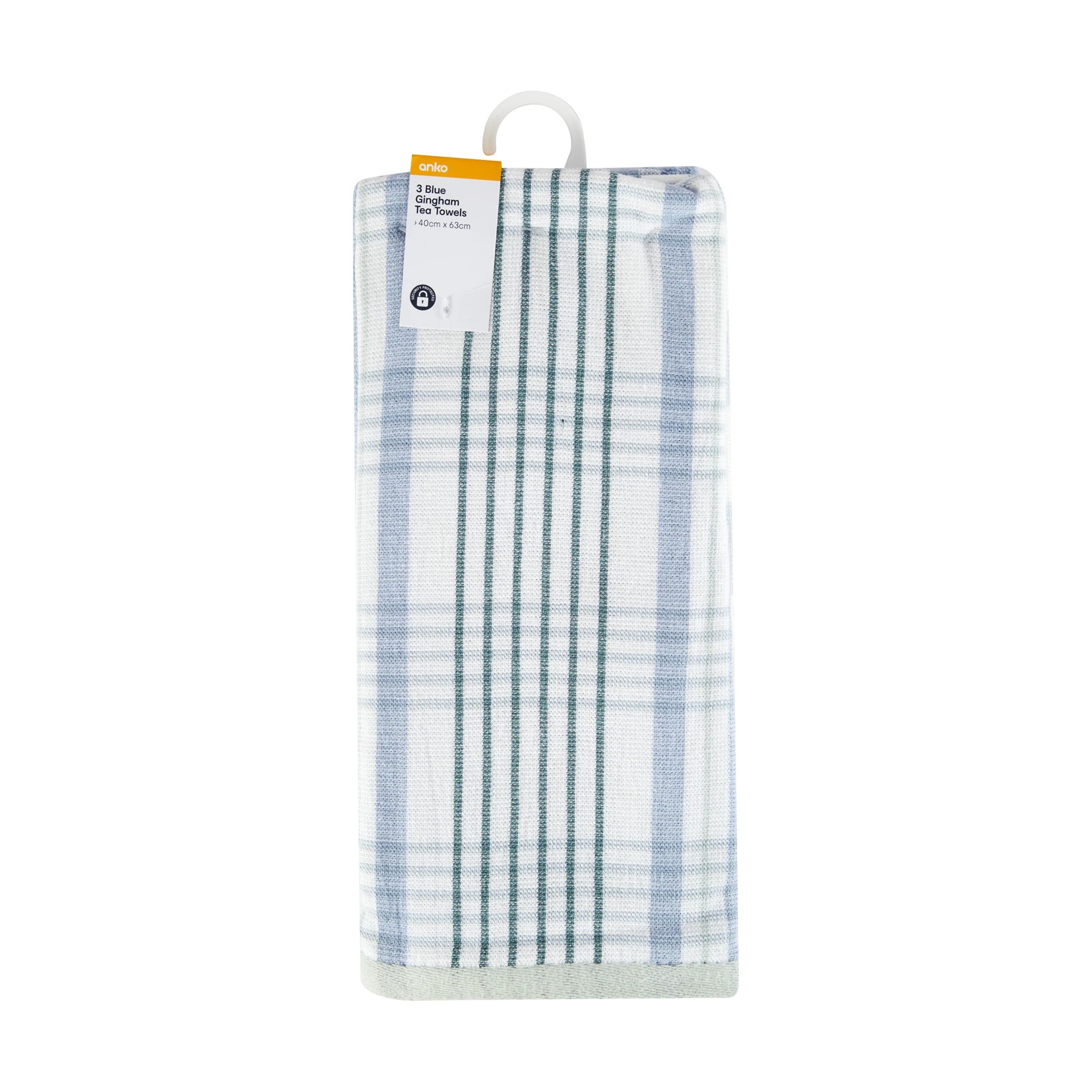6 3 Pack Blue Gingham Tea Towels, 6 of 6