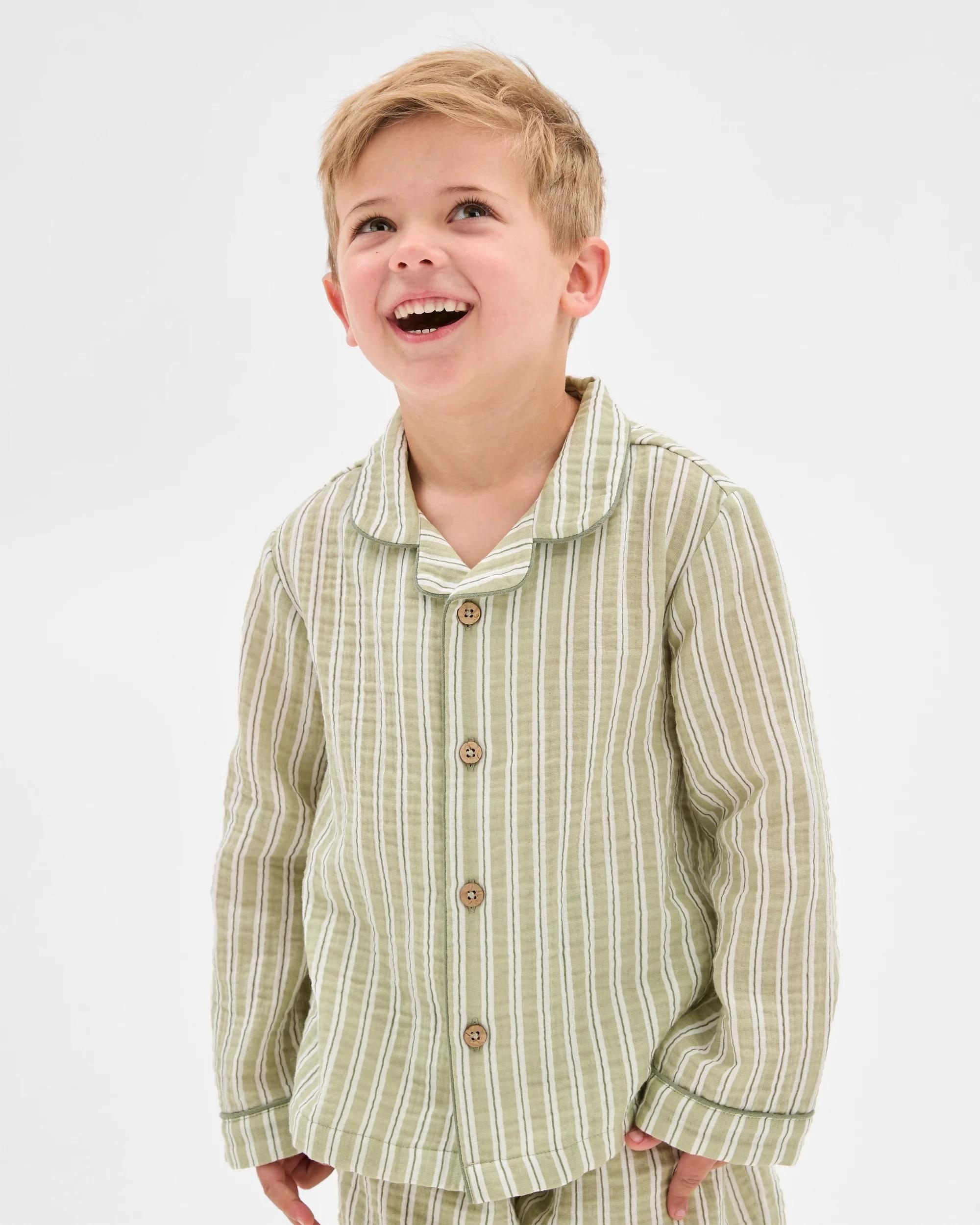 3 Target Kids Australian Cotton Younger Boys Double Cloth Woven Pyjama Set STRIPE, 3 of 8