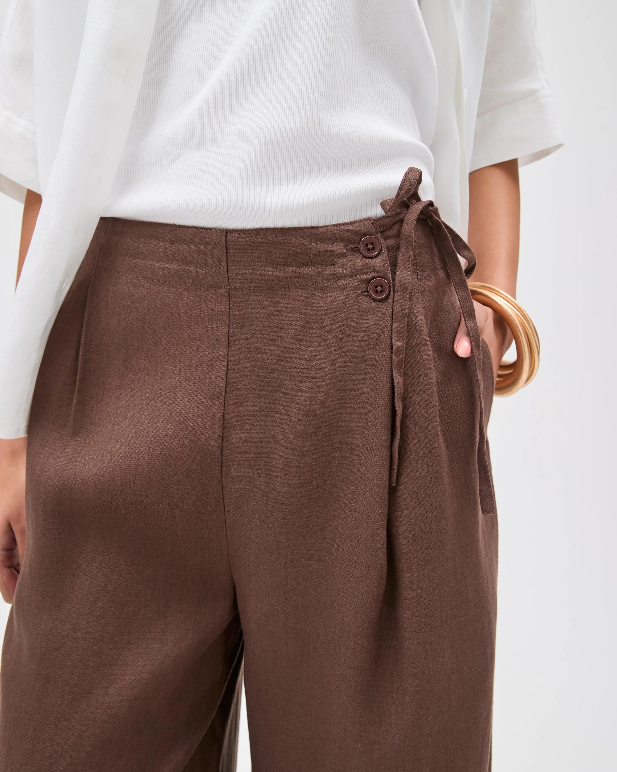 5 Target Woman European Linen Wrap Pants COFFEE BEAN, 5 of 6