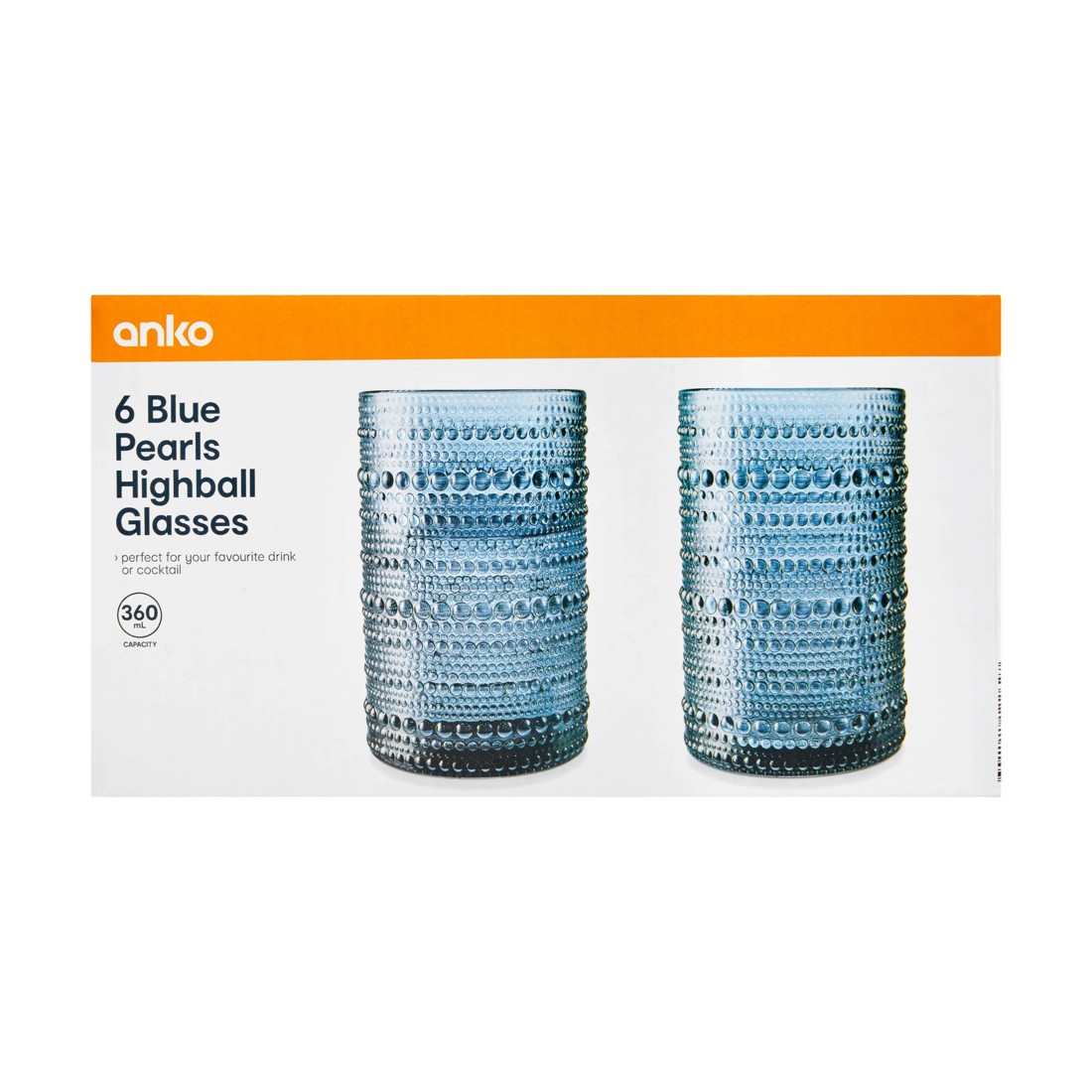4 6 Blue Pearls Highball Glasses, 4 of 5
