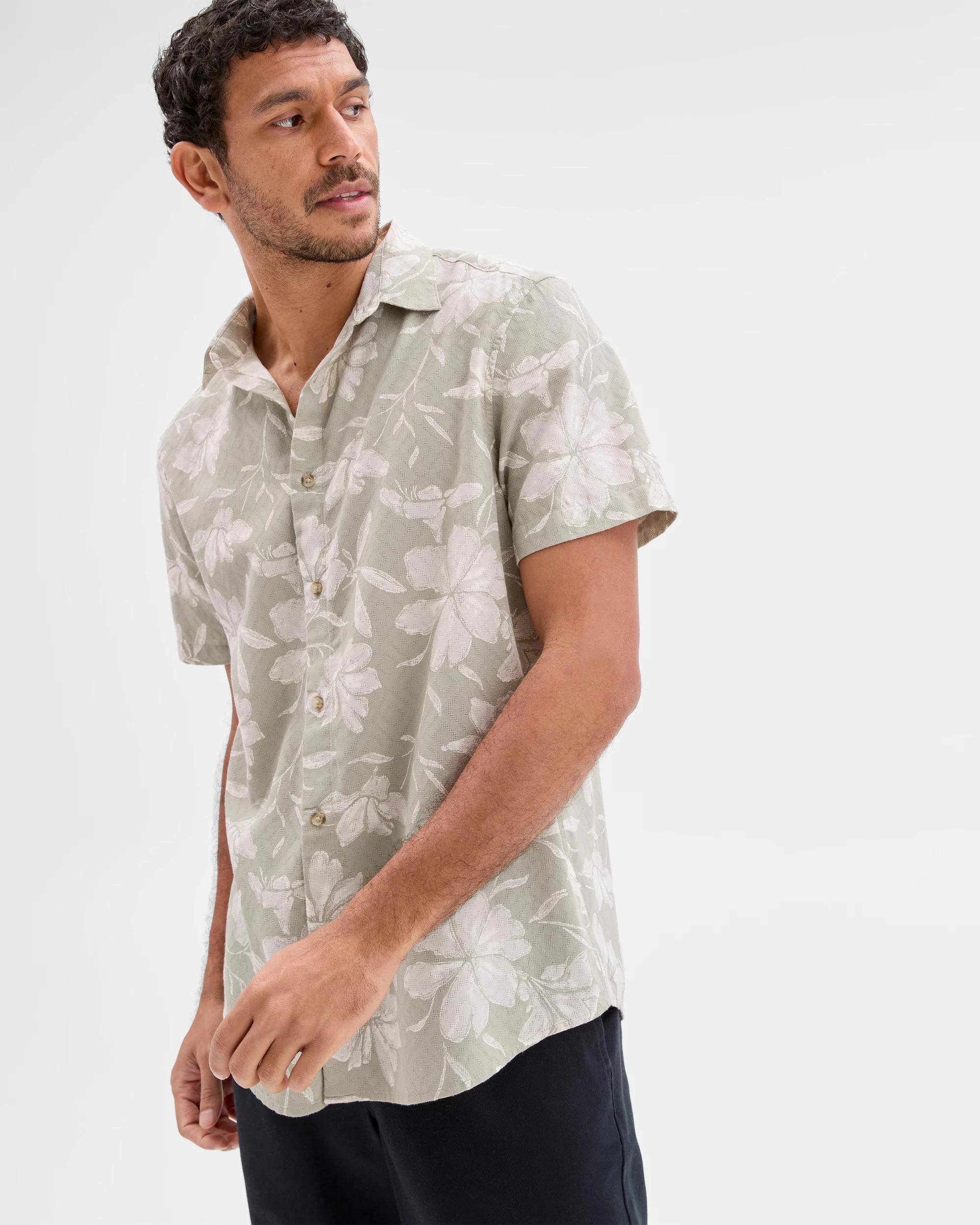 1 Target Australian Cotton Short Sleeve Floral Print Shirt AGAVE GREEN FLORAL, 1 of 6