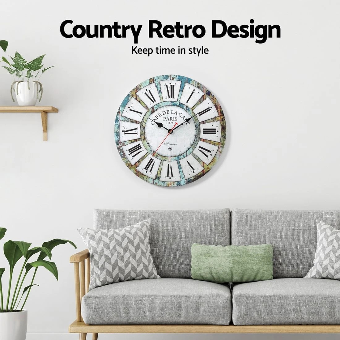 4 Artiss 40CM Wall Clock Rustic Design - Multi, 4 of 6