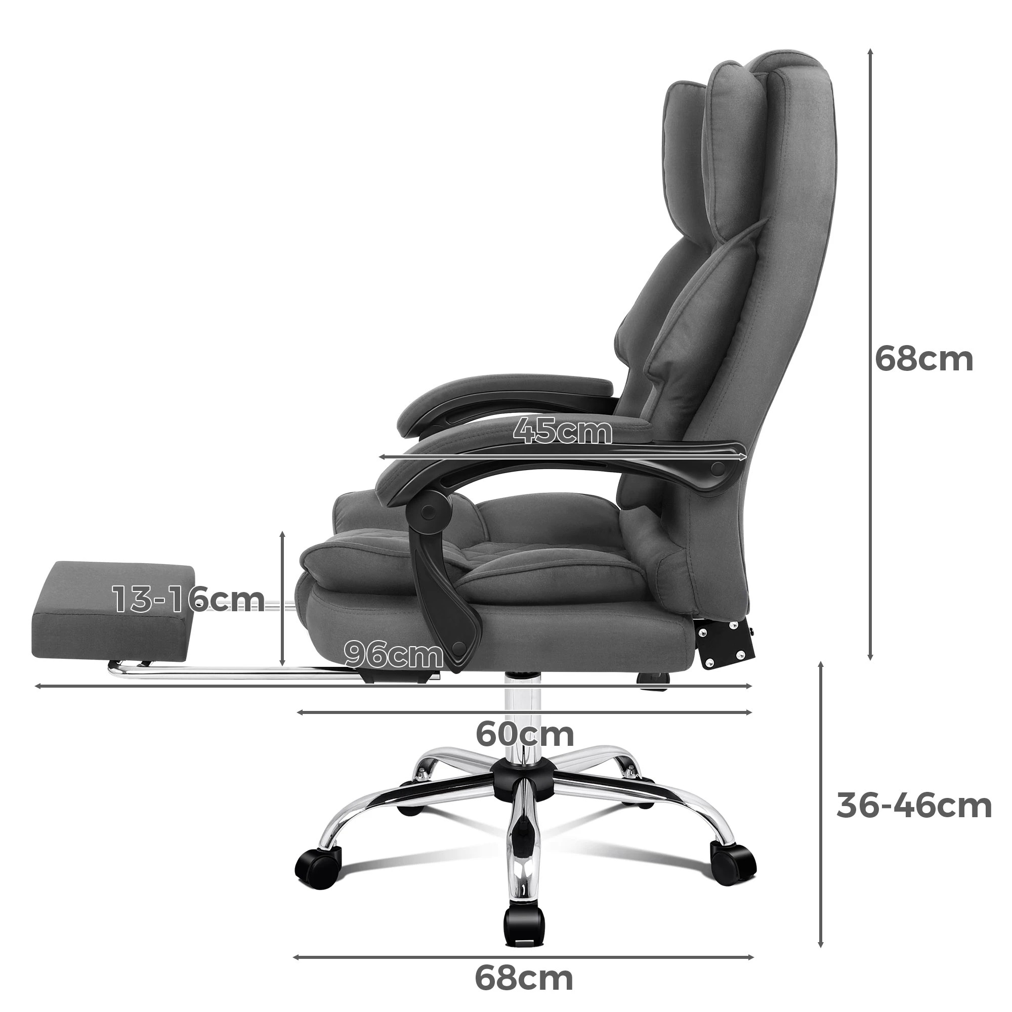 4 Alfordson Massage Office Chair Heated Fabric Seat Executive Racing Computer - Grey, 4 of 10