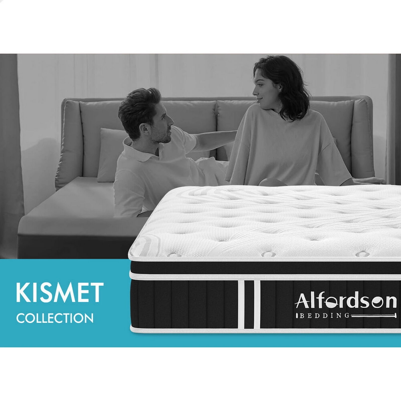 2 Alfordson Mattress Euro Top Spring Foam Bedding 22CM Medium Firm - King Bed, 2 of 10