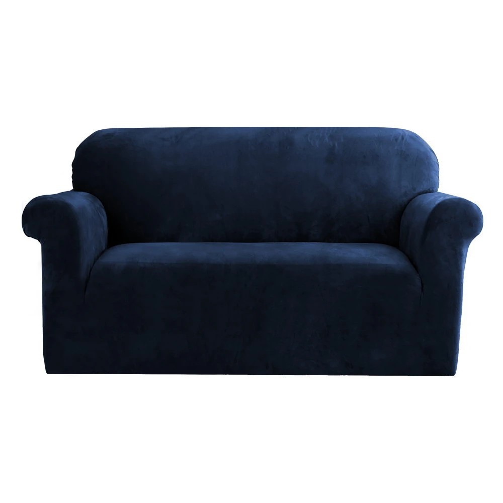 1 Artiss Sofa Cover Couch Covers 2 Seater Velvet Sapphire - Blue, 1 of 5