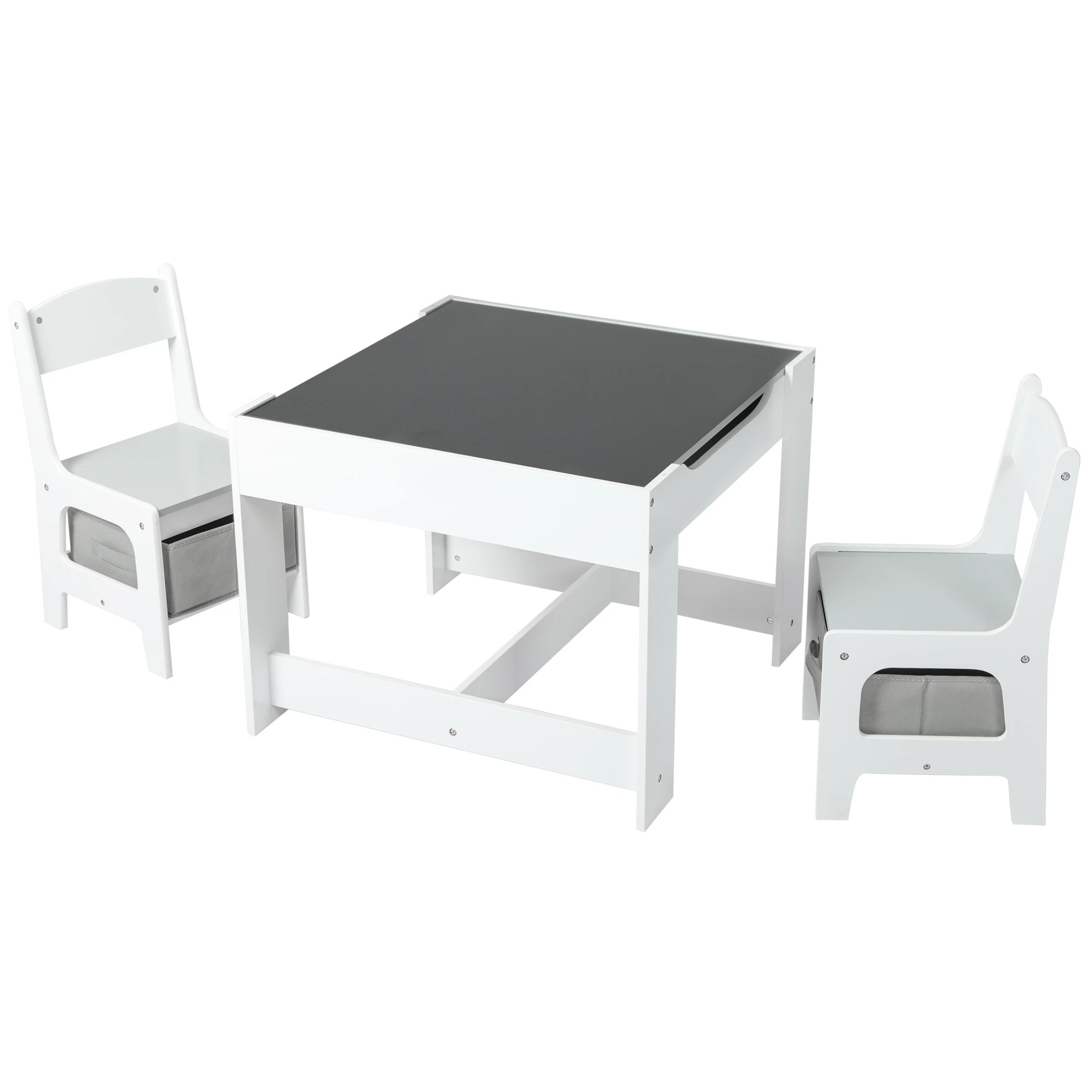2 Bopeep Kids Table Chairs Set Chalkboard Activity Play Desk Wooden Study Tables, 2 of 7