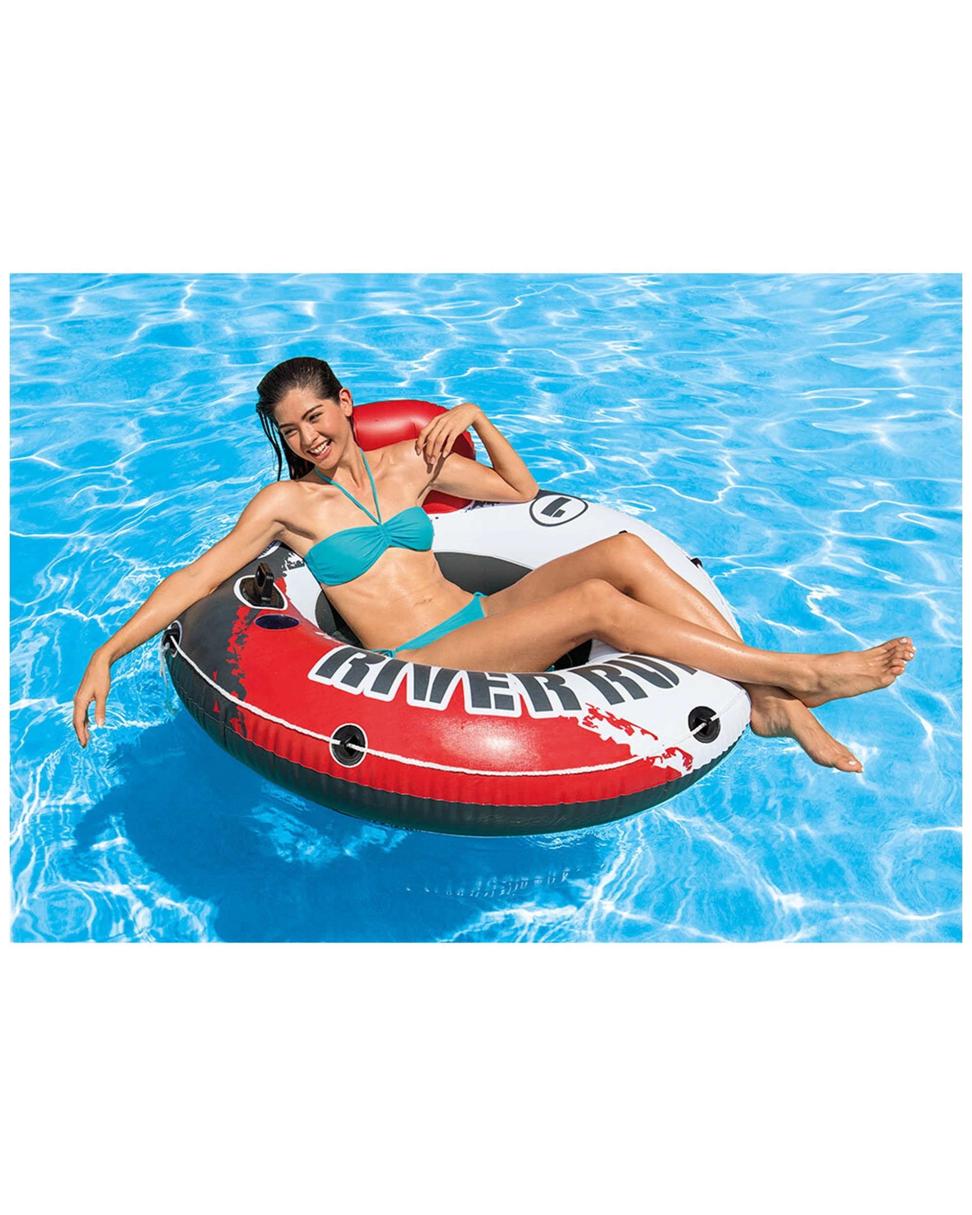 5 Intex 135cm River Ring Inflatable Water Tube Floating Seat/chair Cup Holders - White, 5 of 6