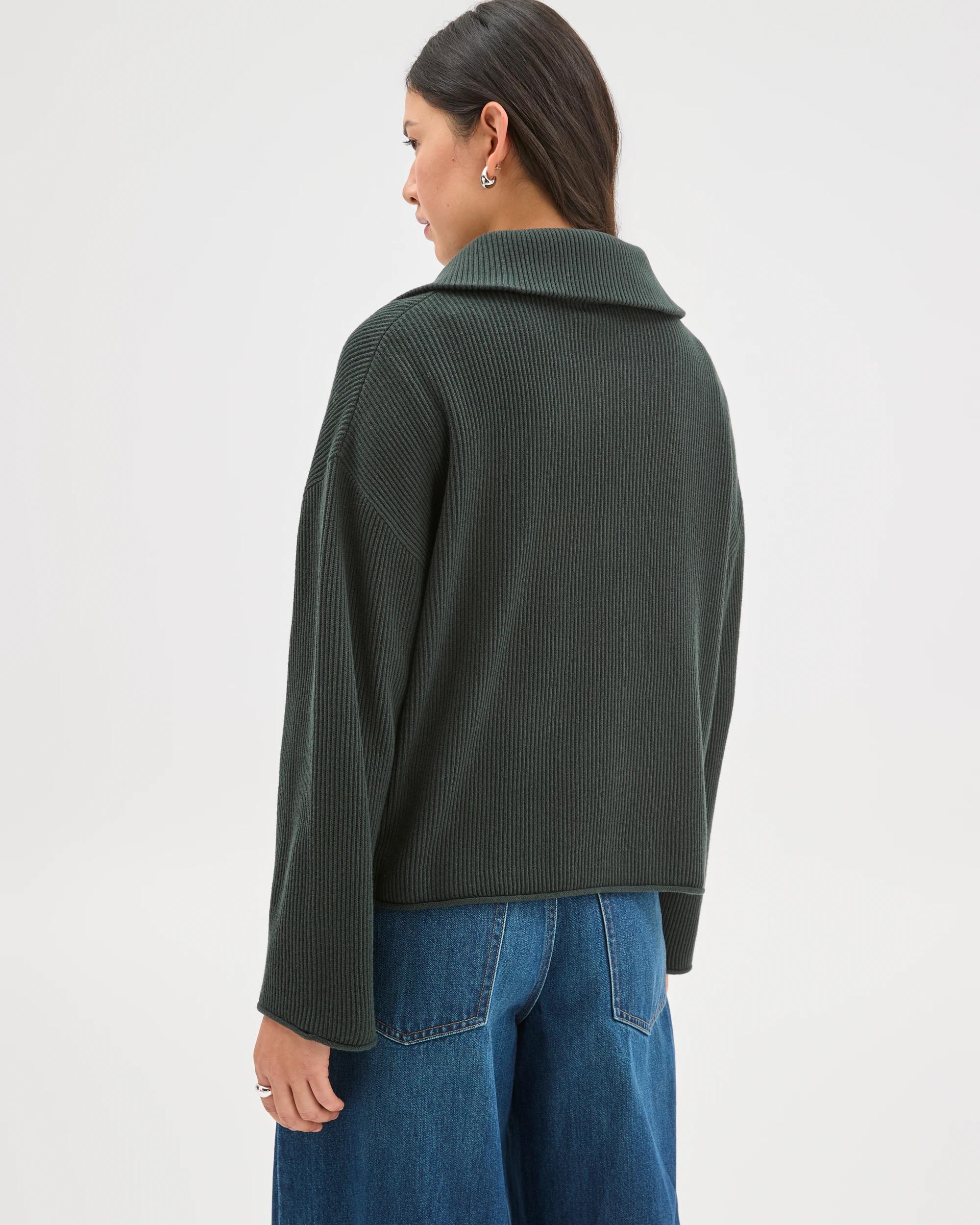 7 Target Woman Australian Cotton Blend Zip Collar Jumper MIDNIGHT JADE, 7 of 7