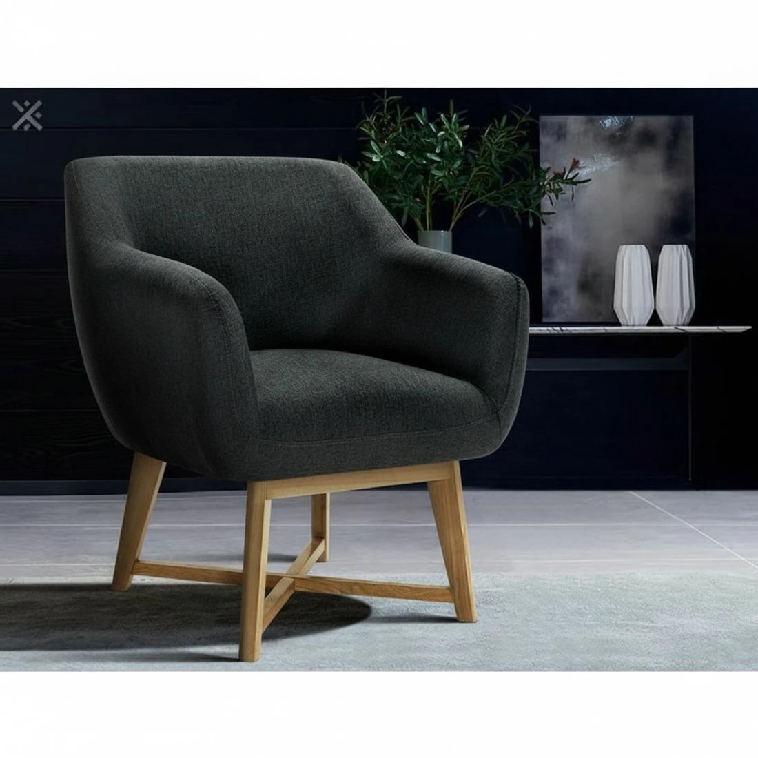 5 Artiss Armchair Tub Chair Charcoal Aston - Charcoal, 5 of 6