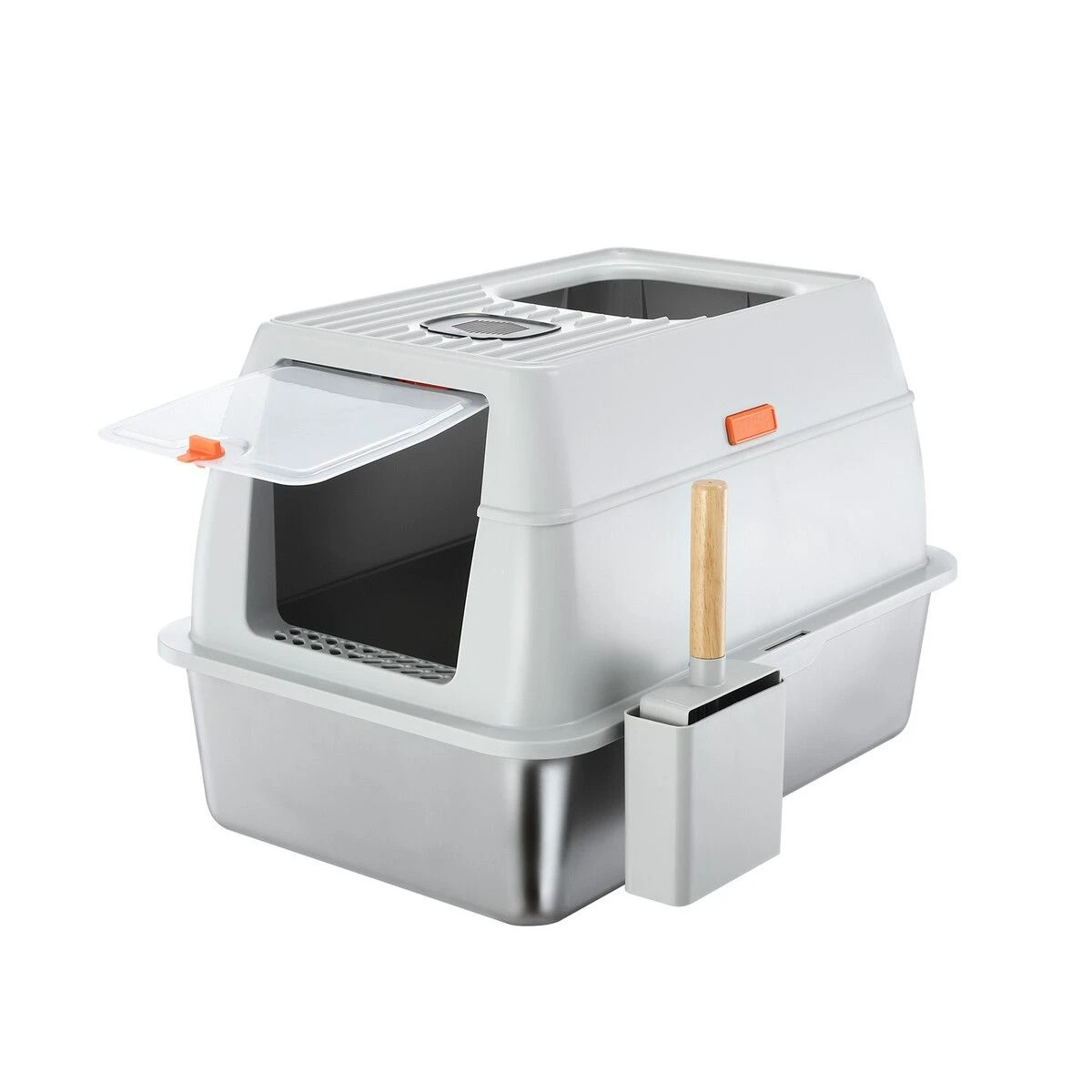 1 Pet Scene 2in1 XL Cat Litter Box Kitty Enclosed Stainless Steel, 1 of 1