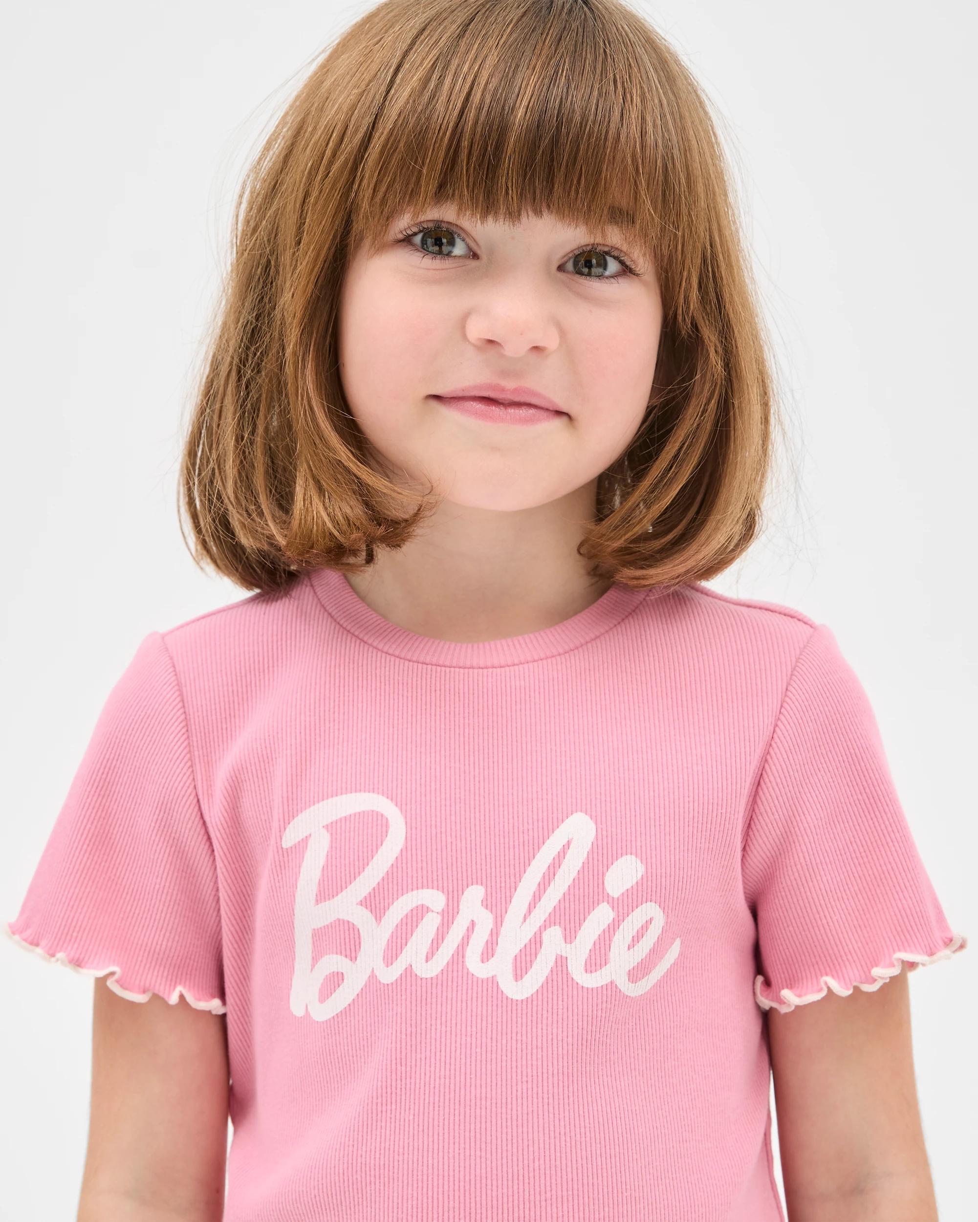 4 Barbie Younger Girls Rib Short Pyjama Set PINK, 4 of 7