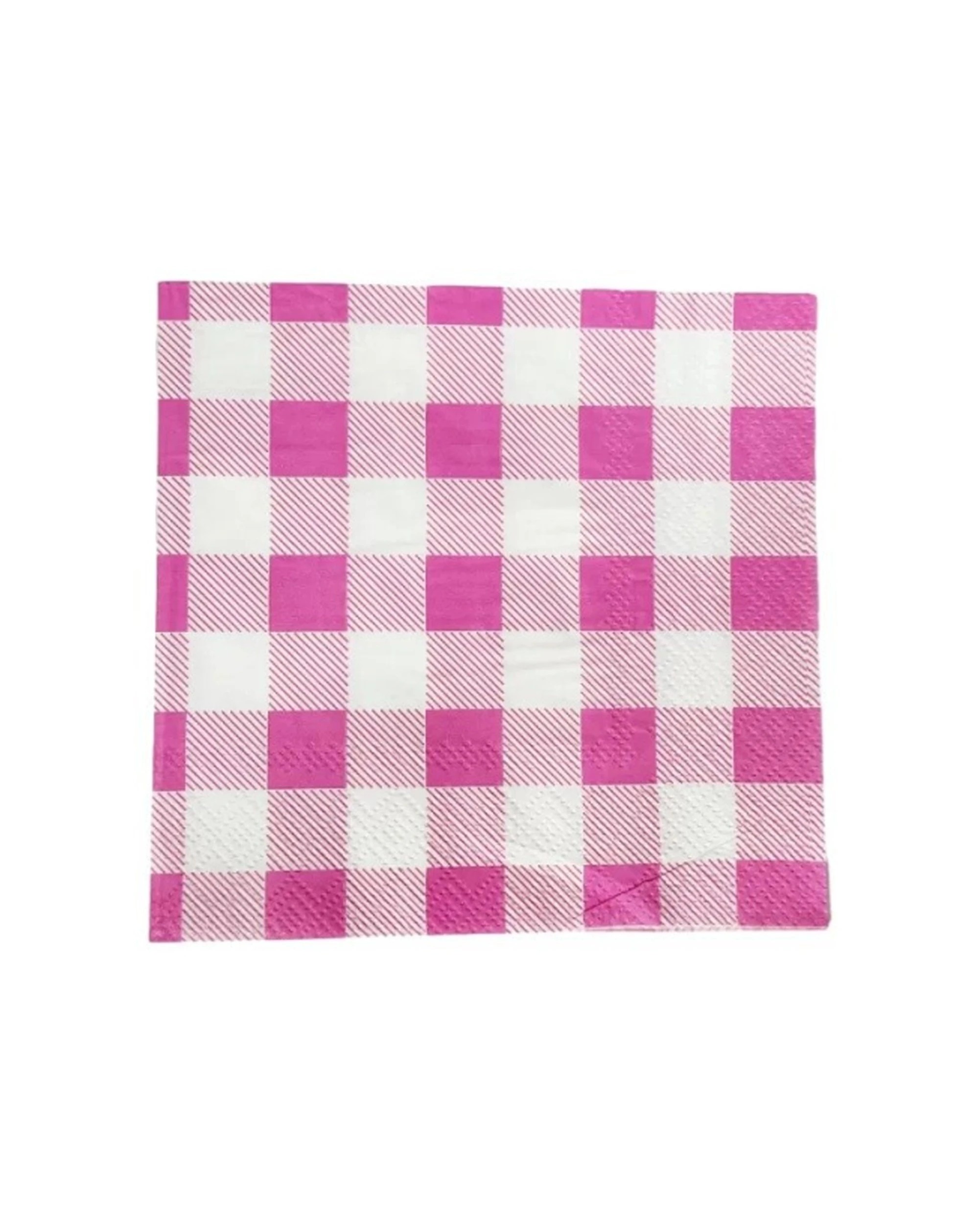 1 Party Maker 25pc Gingham Cocktail Napkins Tableware - Pink, 1 of 1