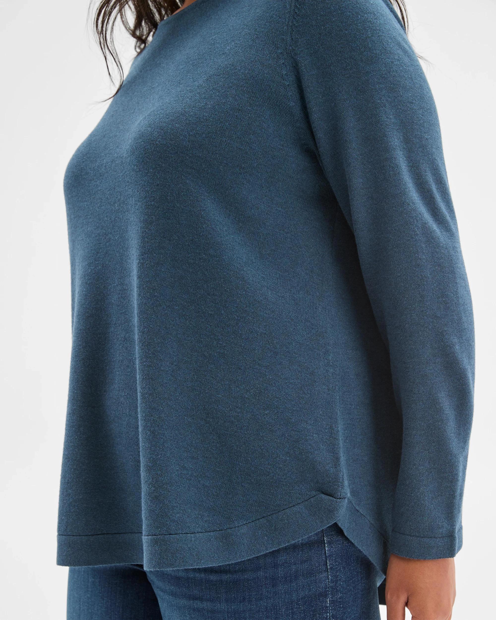 4 Target Curve Plus Size Long Sleeve Curve Hem Rib Jumper DARK TEAL MARLE, 4 of 5