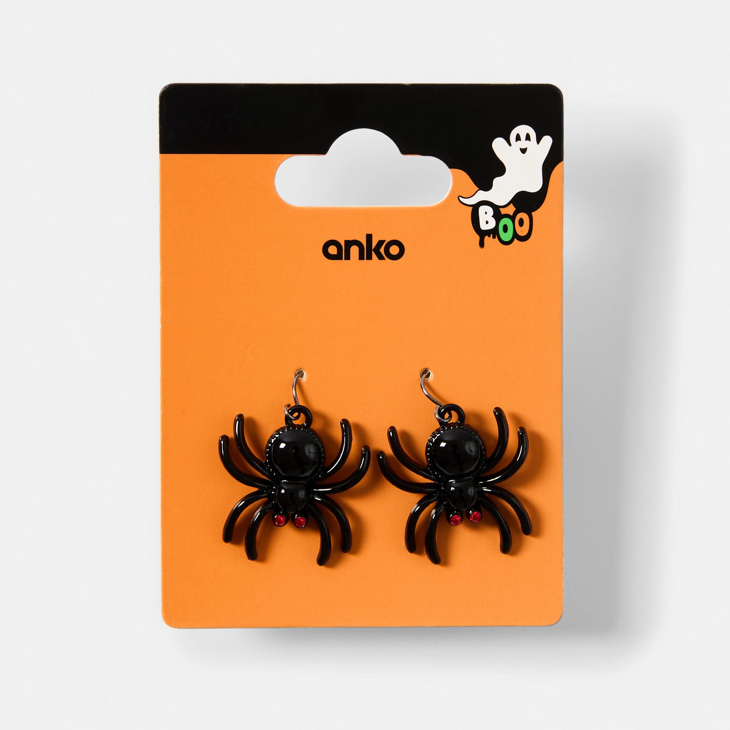 4 Halloween Spider Drop Earrings - Silver Tone, Black and Red Black, 4 of 4