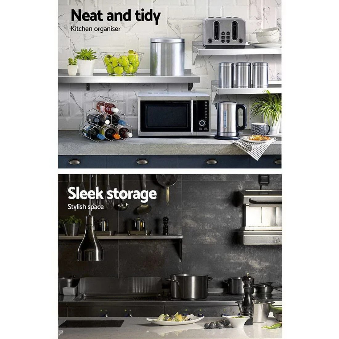 1 Cefito 1200mm Stainless Steel Kitchen Wall Shelf Mounted Rack - Silver, 1 of 5