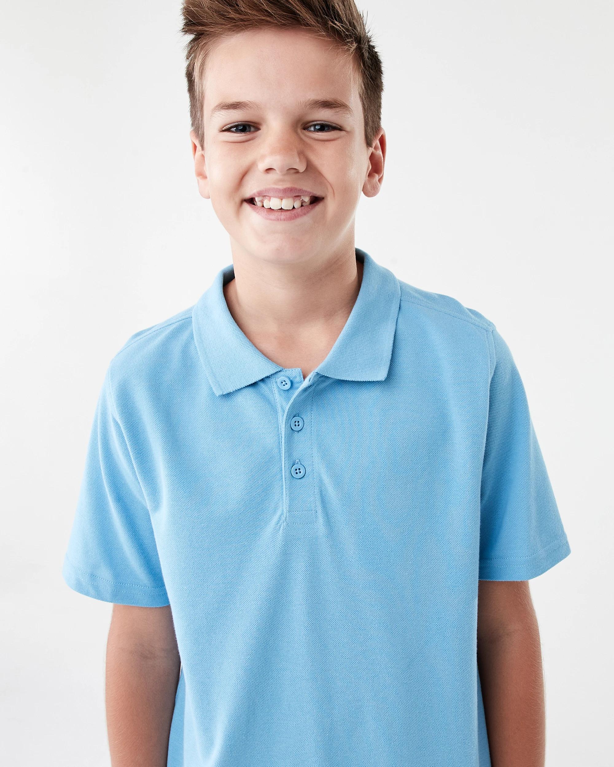 3 School Odour Shield Cotton Polo T-shirt Mid Blue, 3 of 6