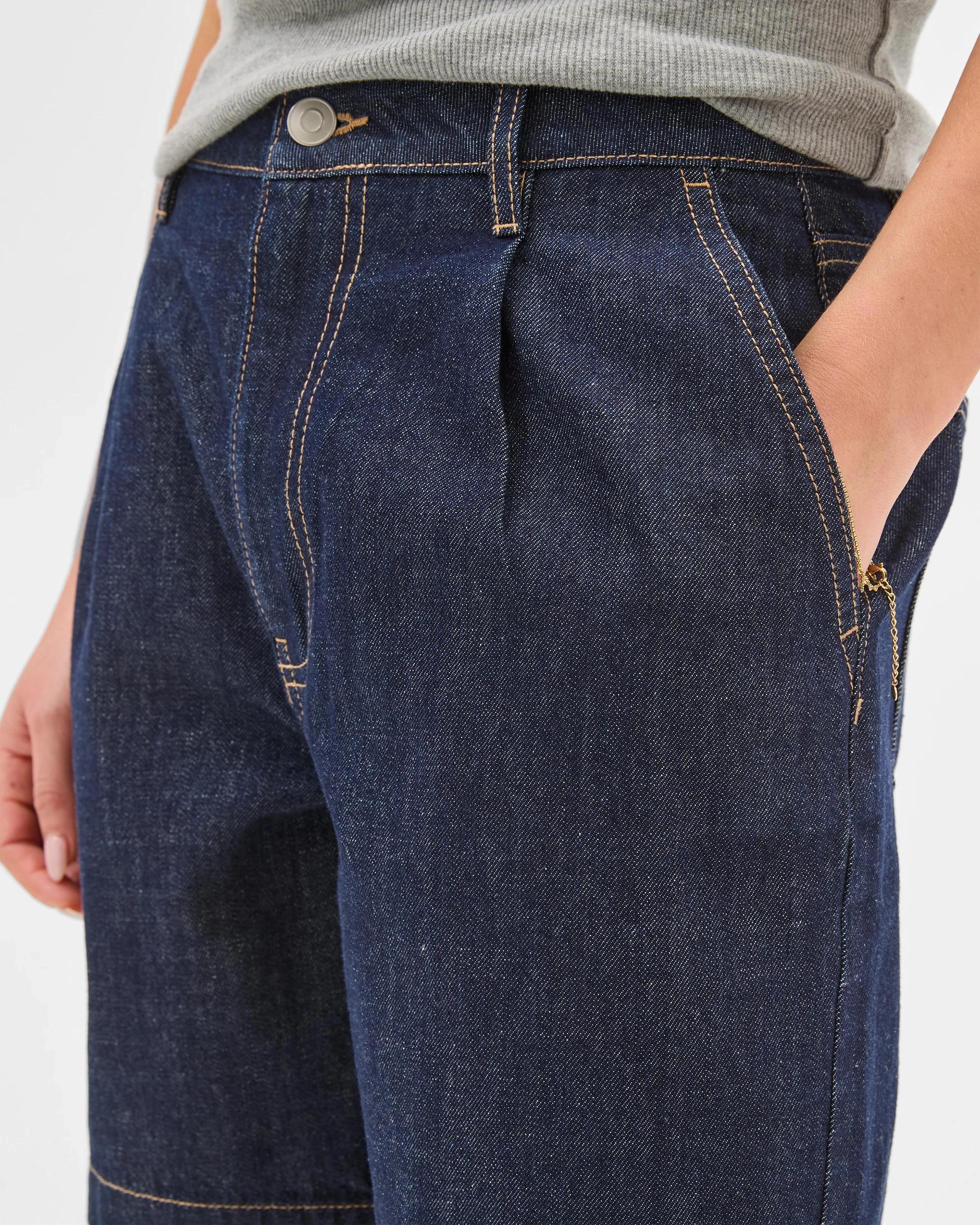 5 Denim Pleat Front Shorts - Lily Loves DARK INDIGO, 5 of 5