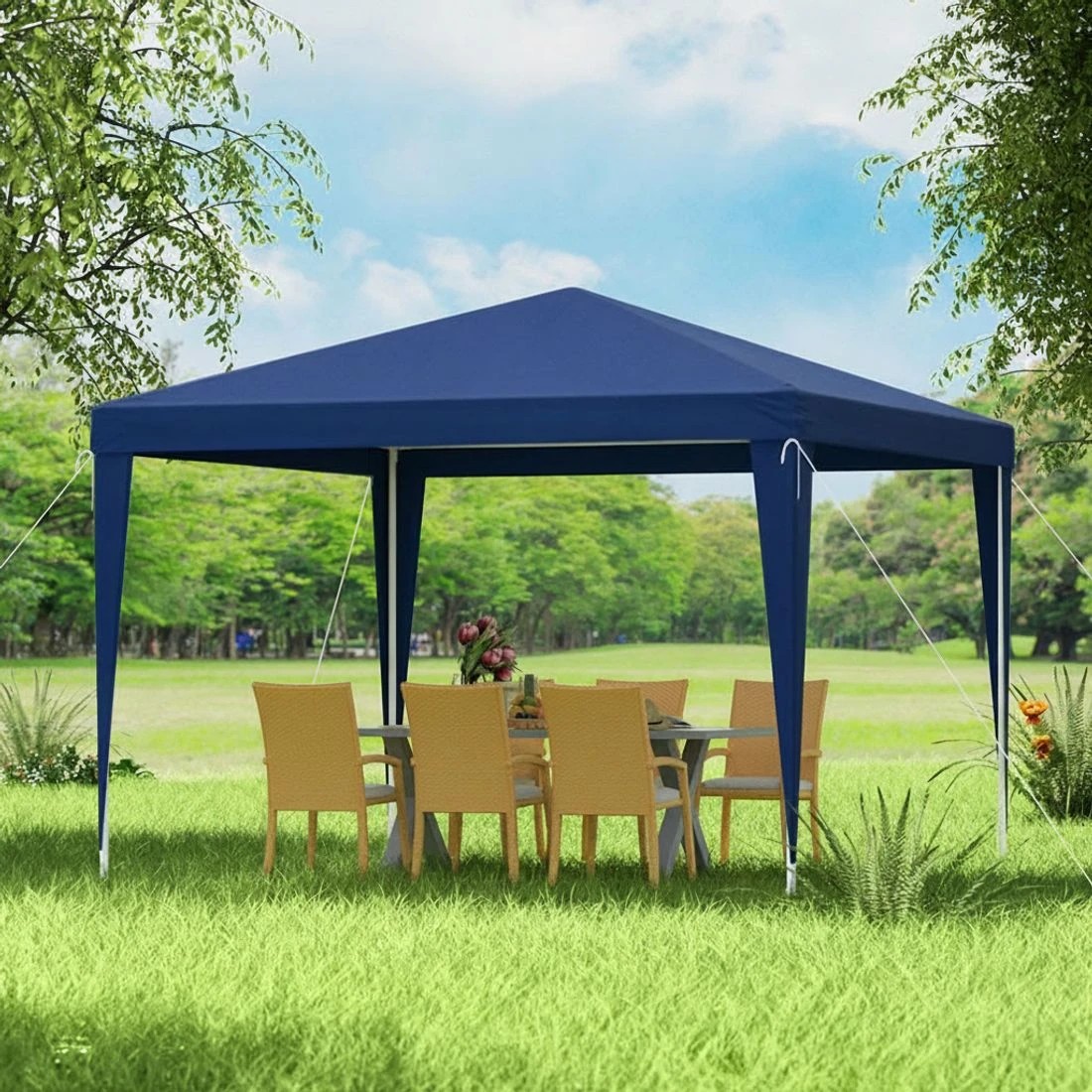 4 Instahut Gazebo 3x3m Wedding Party Marquee Tent Outdoor Event Camping Canopy Shade - Blue, 4 of 6
