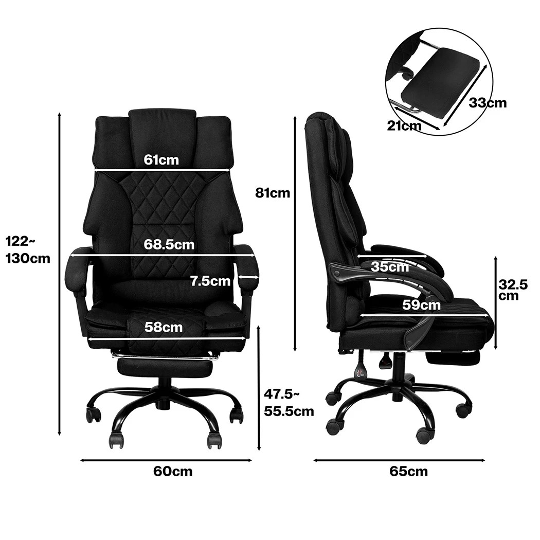 3 Levede Ergonomic Computer Chairs with Footrest and Wide Seat,dark gray, 3 of 7