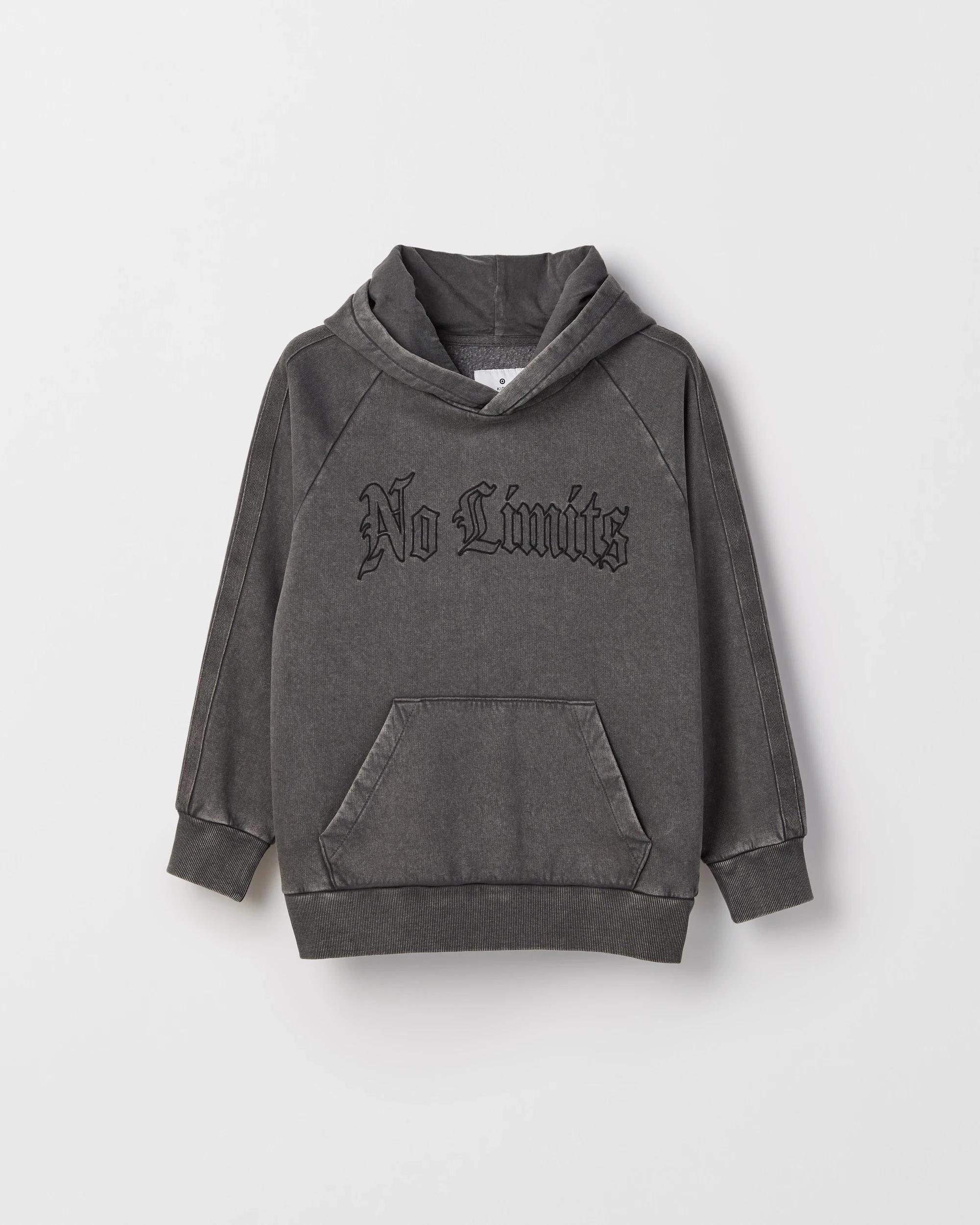 1 Target Kids Australian Cotton Blend Washed Popover Sweat Top BLACK, 1 of 2