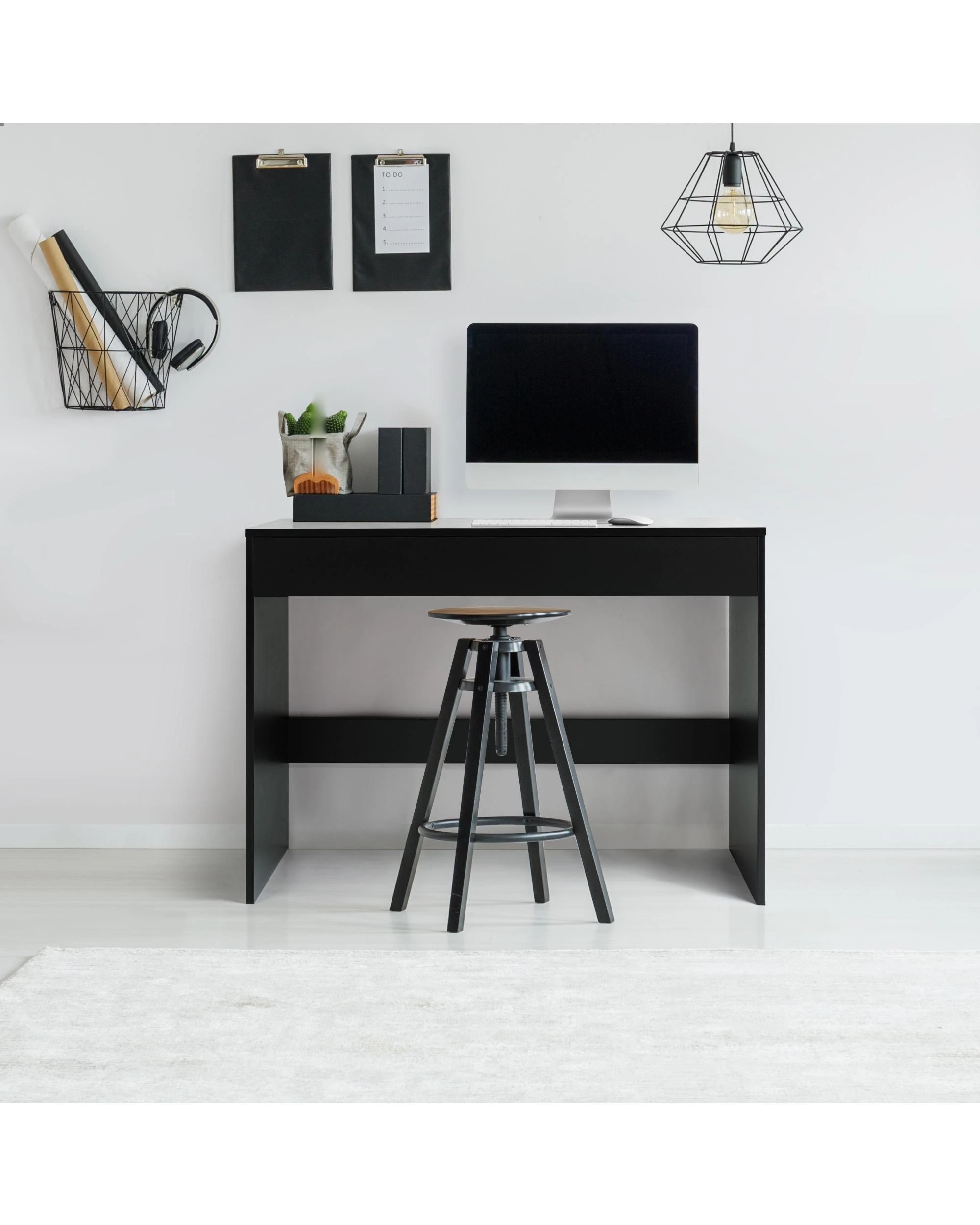 2 Kodu Belle Computer Desk Student Study Office Desk with Drawer - Black, 2 of 8