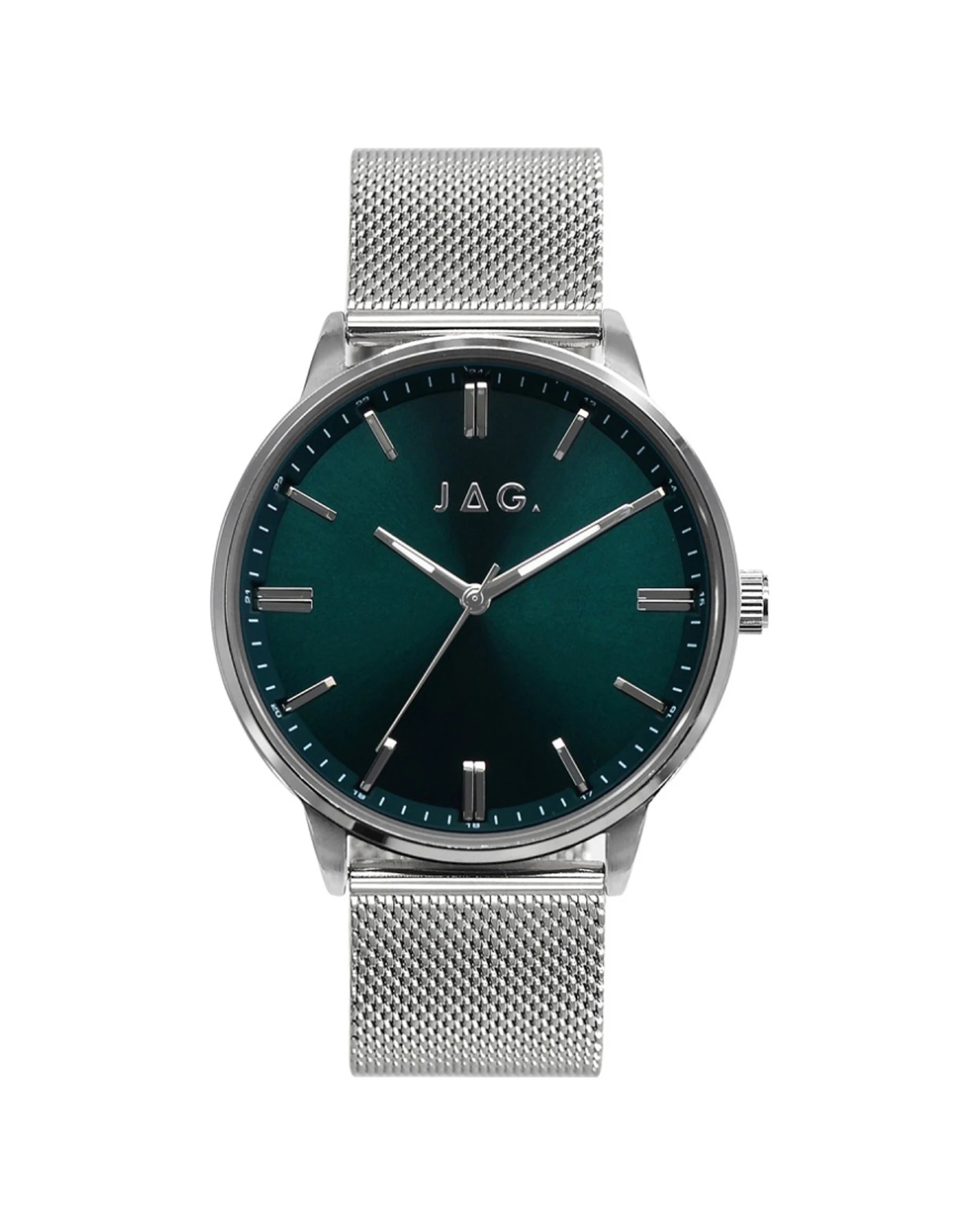 1 JAG Reglan Men's Dark Green Dial Watch 45mm Siver Stainless Steel Band 5 ATM, 1 of 2