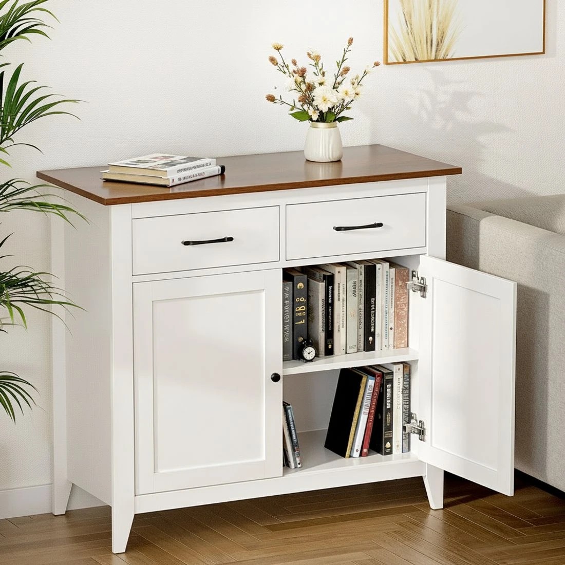 4 Artiss Buffet Sideboard Storage Cabinet Kitchen Cupboard Hallway 2 Drawers - Multi, 4 of 6