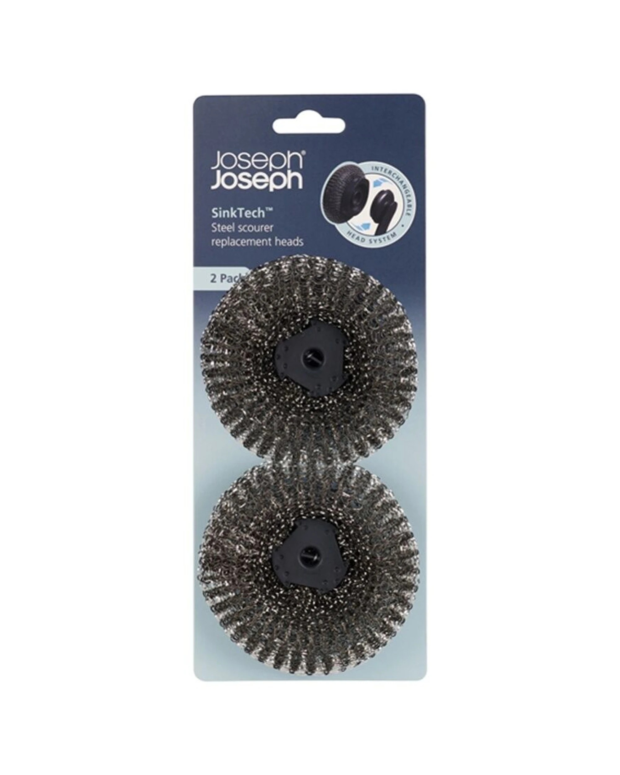 1 Joseph Joseph SinkTech 2pc Steel Kitchen Scourer Replacement Heads Pack Graphite - Grey, 1 of 8