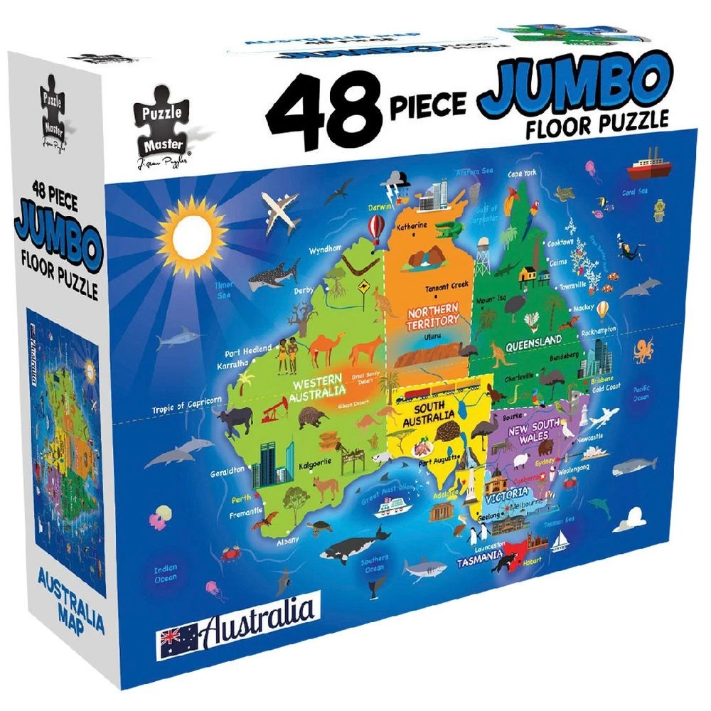 1 Puzzle Master Jumbo Floor Puzzle Australian Map 48 Piece, 1 of 2