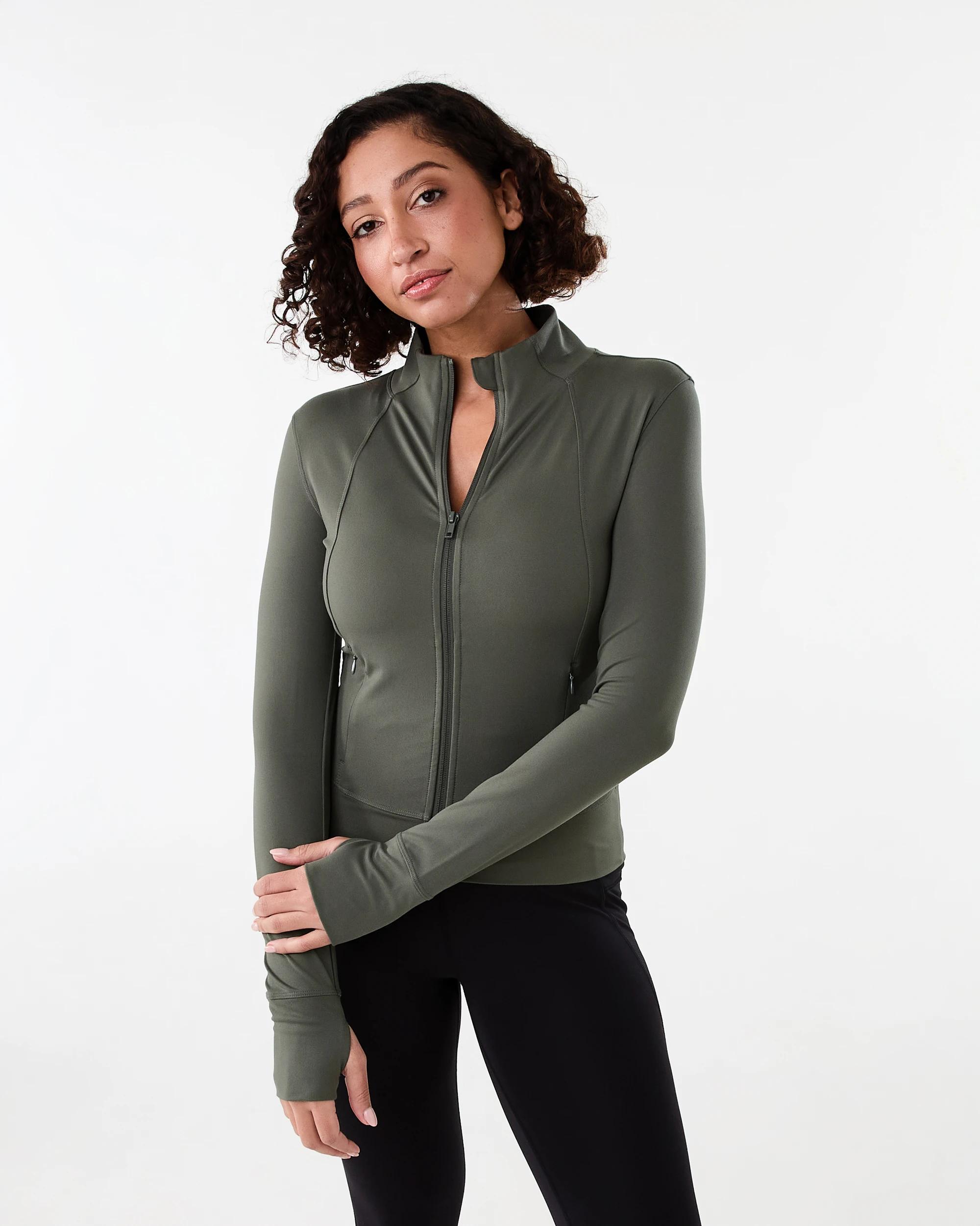 2 Active Womens Long Sleeve Ultrasoft Jacket Cargo Grn, 2 of 7