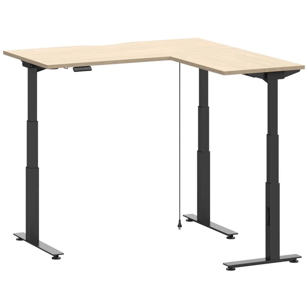1 Stilford S2 Electric Corner Workstation 1500mm Black/Oak Desks, Tables and Workstations, 1 of 6