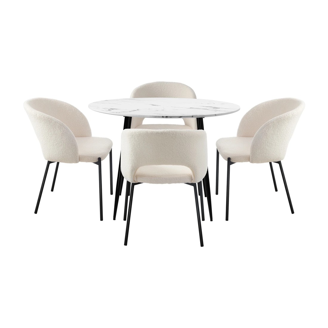 8 Oikiture 110cm Round Dining Table With 4pcs Dining Chairs Sherpa
 - Multi, 8 of 10