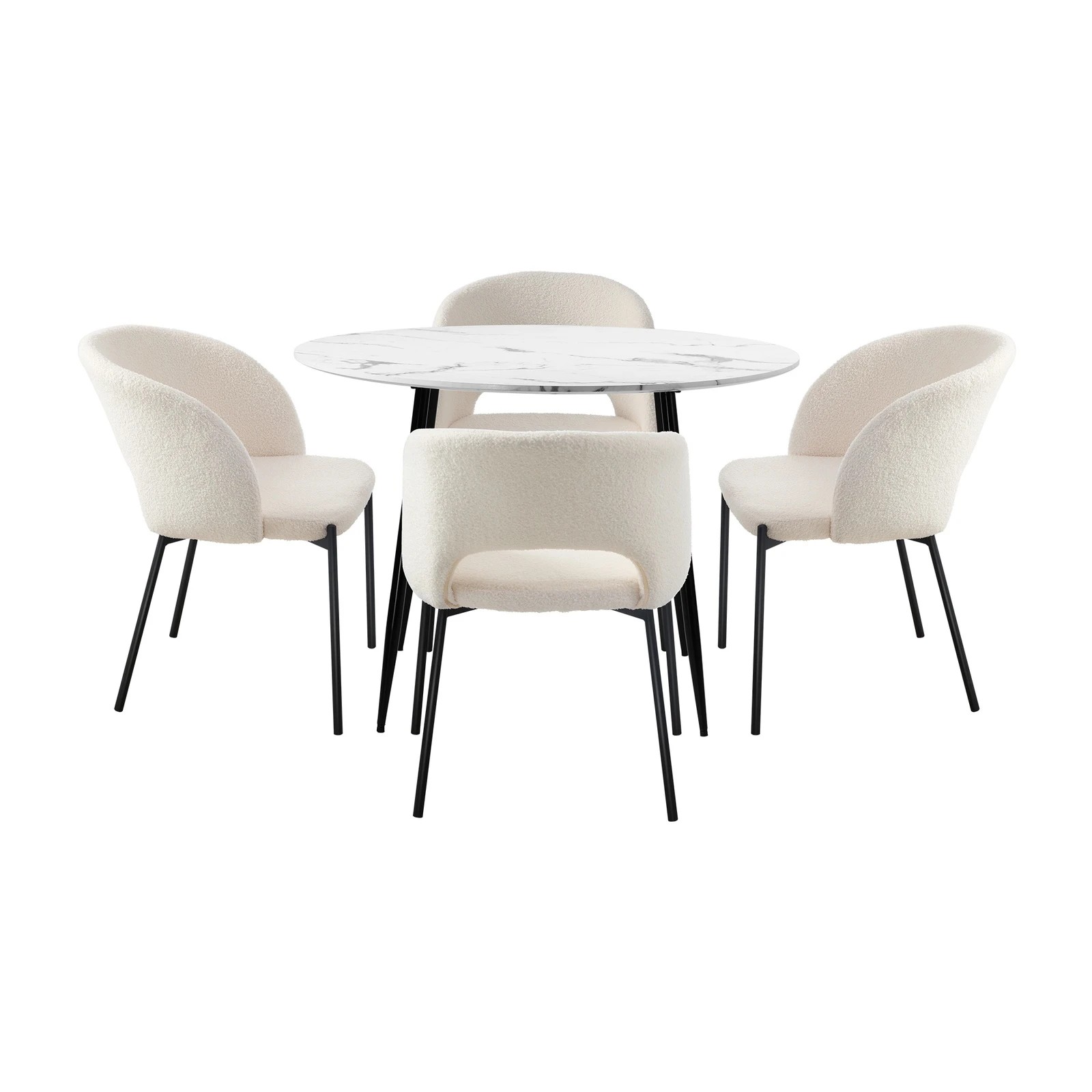8 Oikiture 110cm Round Dining Table With 4pcs Dining Chairs Sherpa
 - Multi, 8 of 10