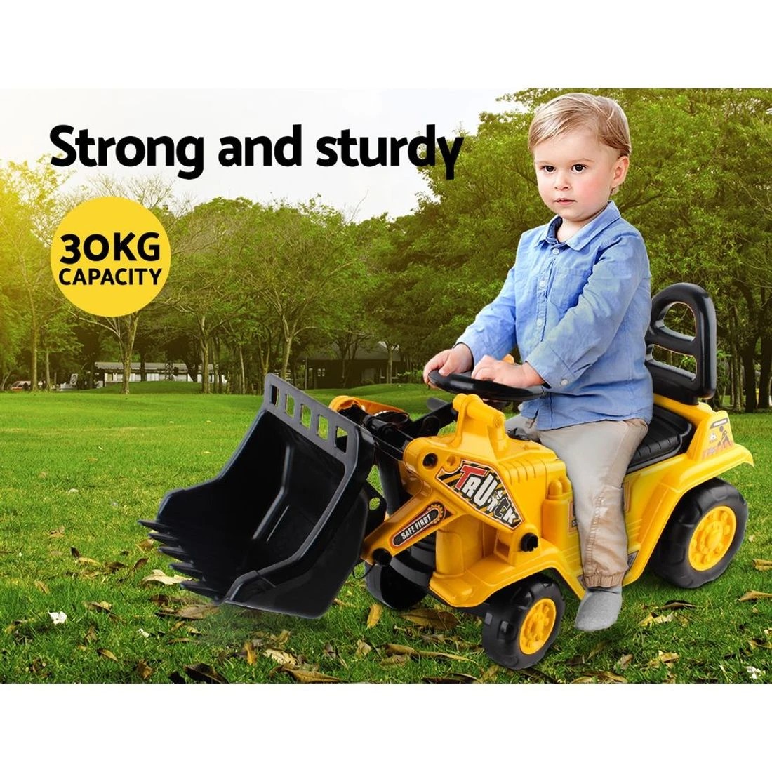 4 Keezi Ride on Car Toys Kids Excavator Bulldozer Sandpit Digger Car Pretend Play Durable Space Saving Sturdy - Yellow, 4 of 8