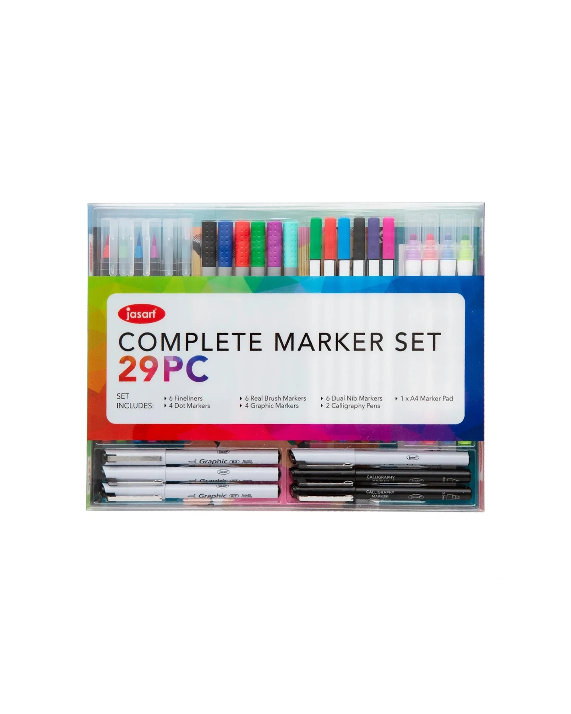 1 Jasart 29pc Complete Marker Drawing Set Art Craft Sketch Supplies - Multi, 1 of 1