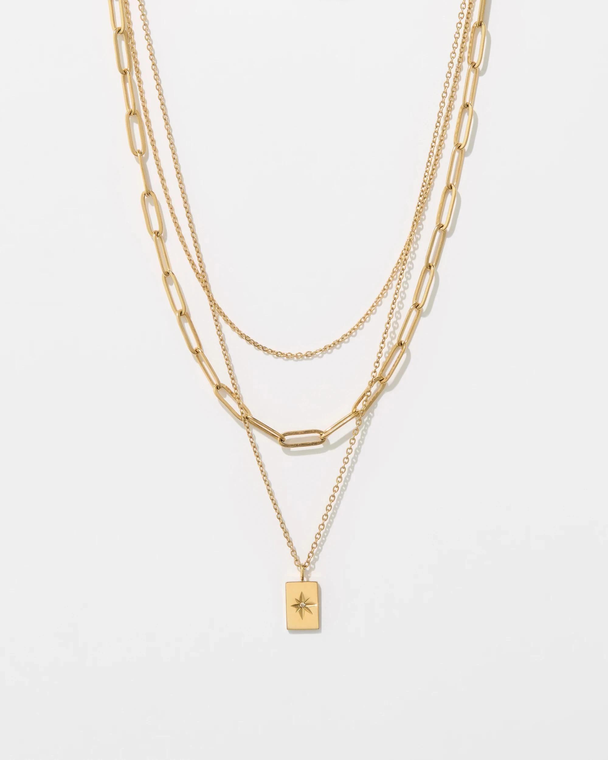 1 Target Woman Waterproof 3 Pack Pendant Necklace Set GOLD, 1 of 4