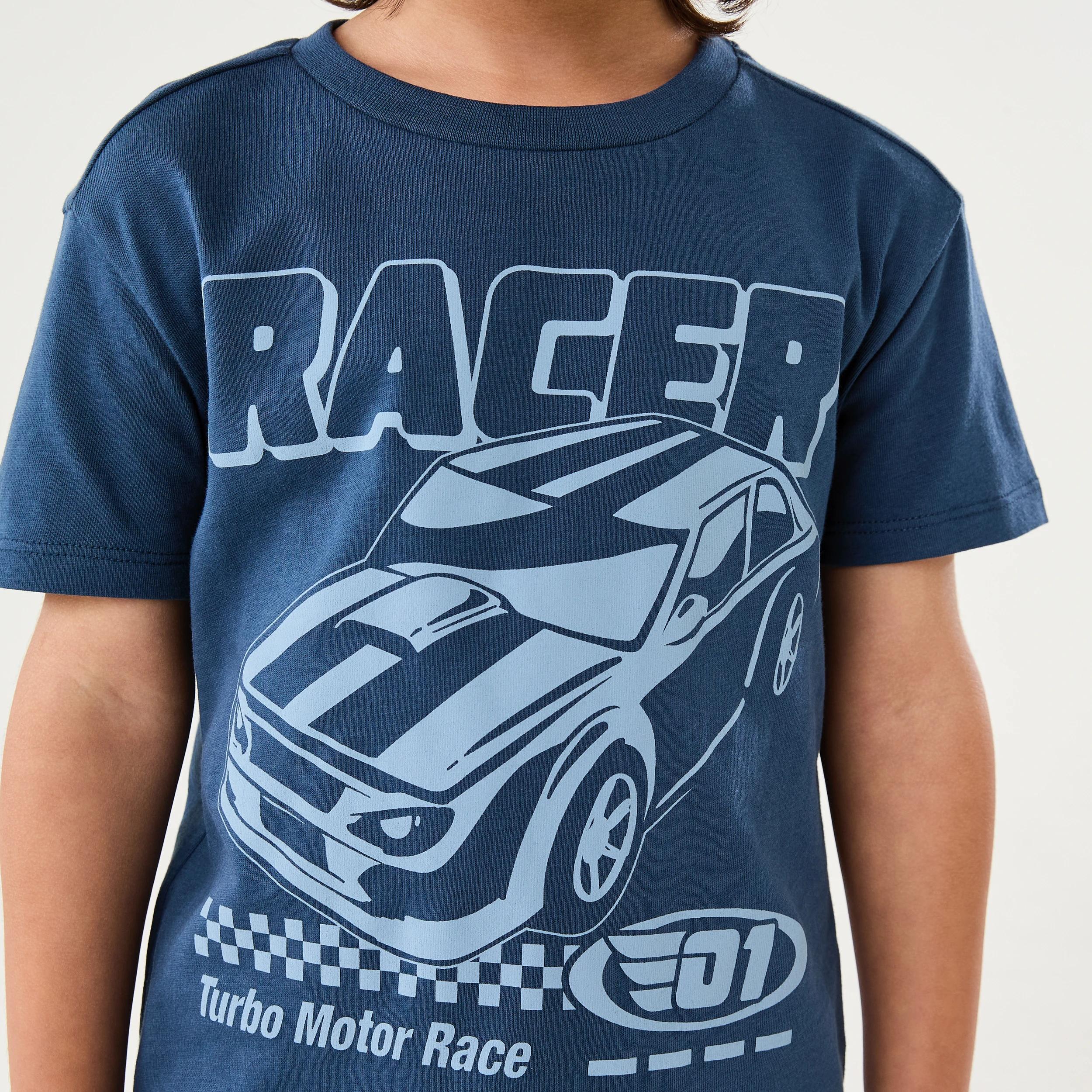 4 Chest Print T-shirt NAVY RACER CAR, 4 of 6