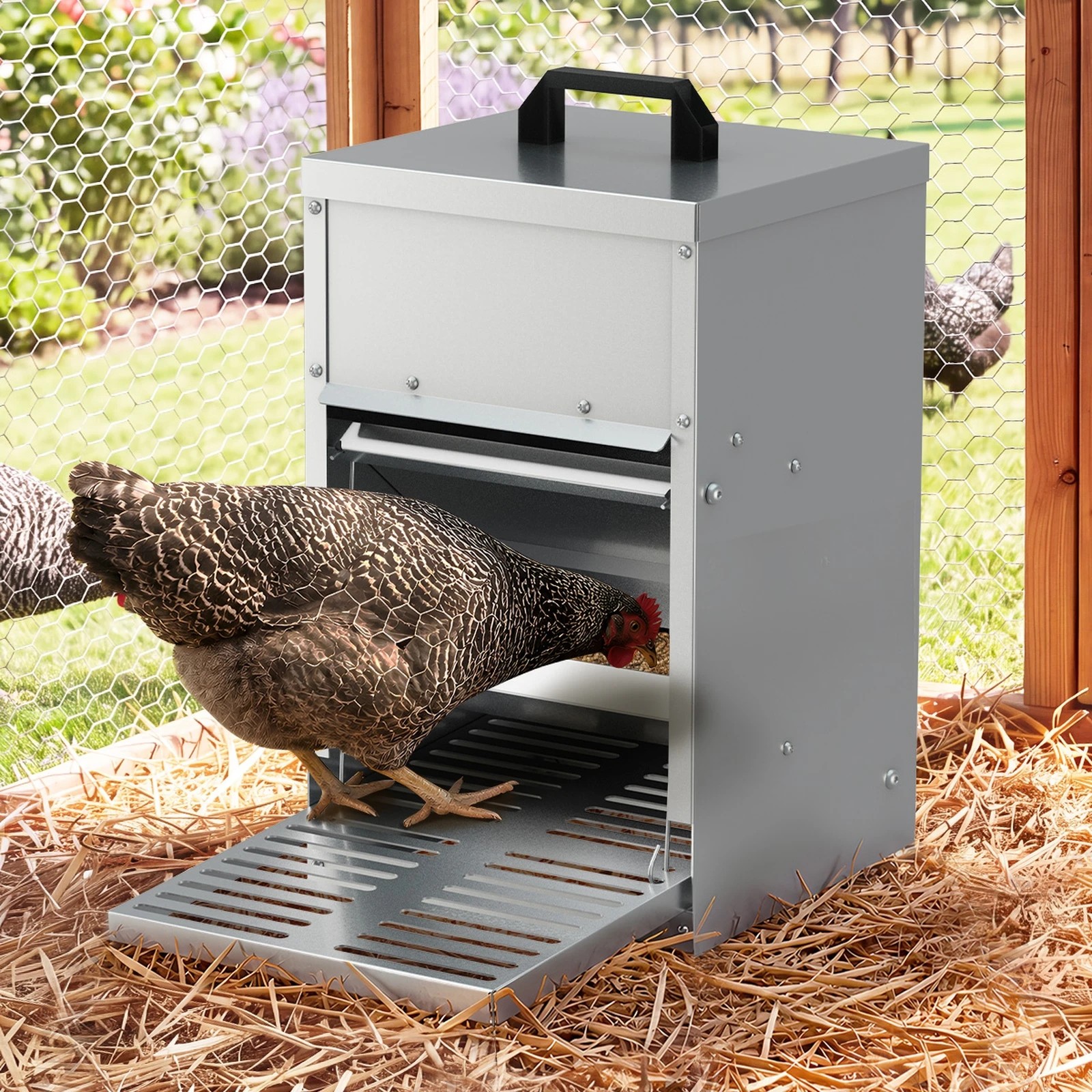 4 Alopet Automatic Chicken Feeder Auto Coop Chick Treadle Self Opening 5kg - Silver, 4 of 9