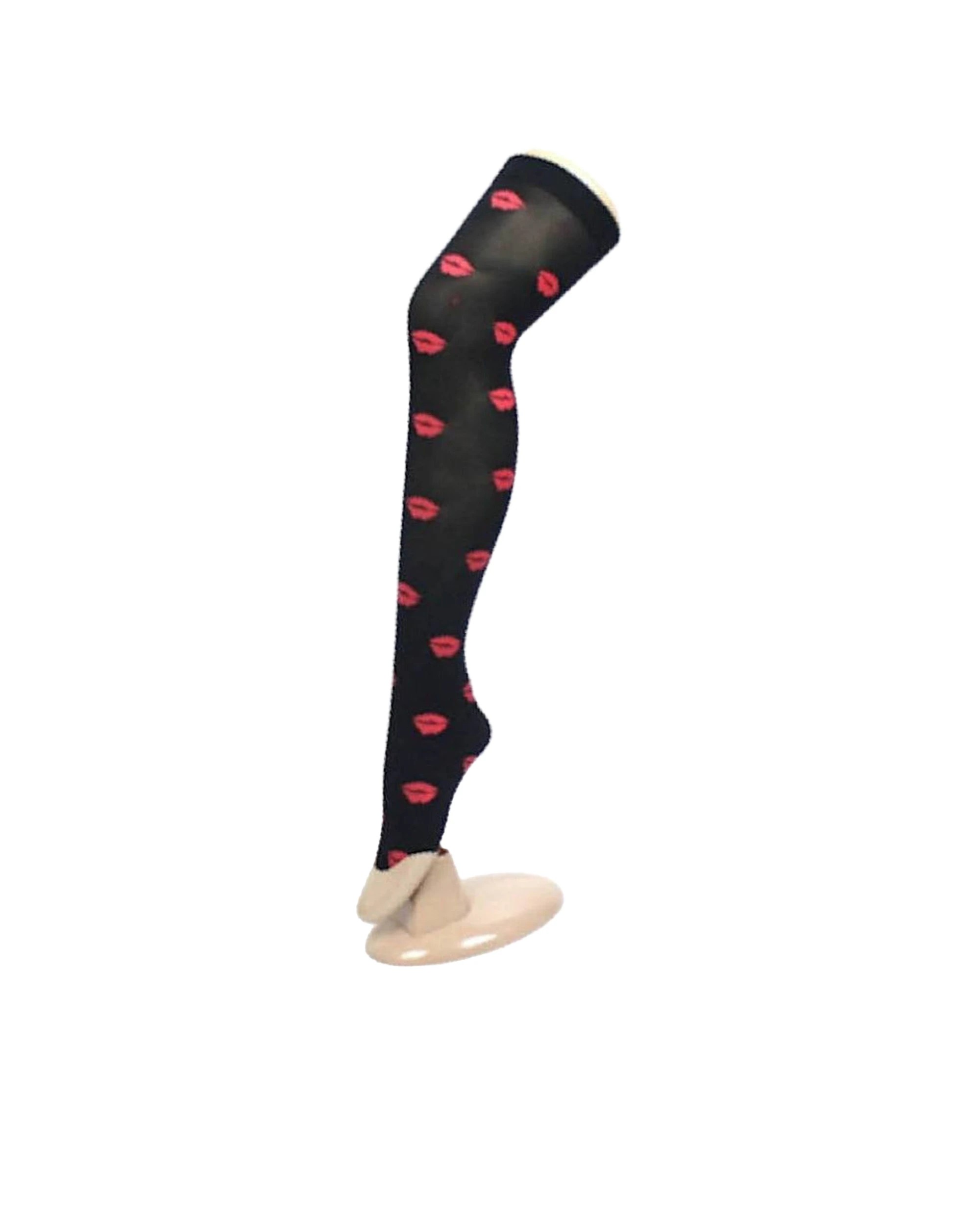 1 JD Party Over The Knee Socks Party Costume Accessory Lips Pattern - Black, 1 of 1