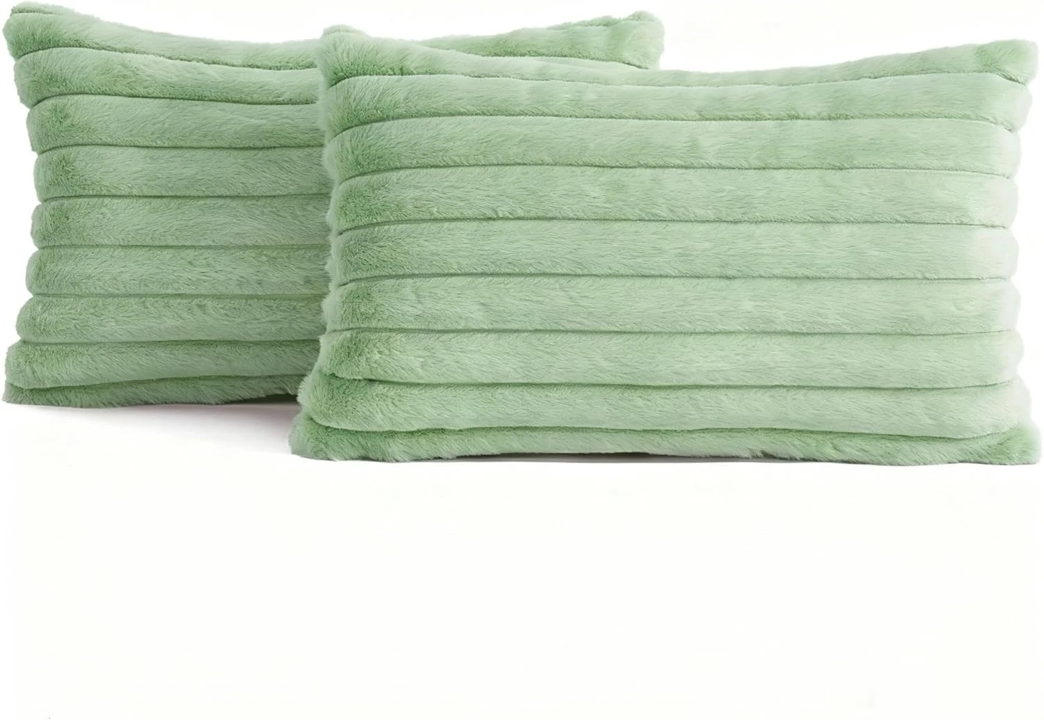 2 Gioia Casa 2-Pack Faux Fur Cushion Covers Soft 30x50cm - Sage, 2 of 3