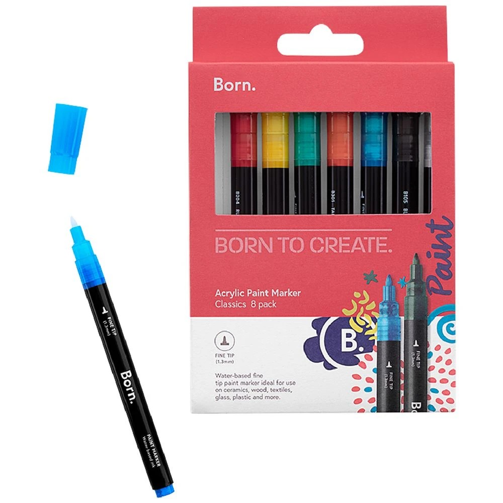 1 Born Acrylic Paint Marker 1.3mm Classics 8 Pack, 1 of 4