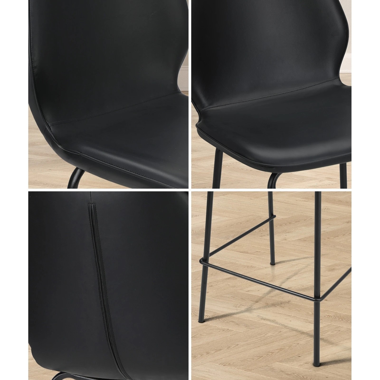 5 Oikiture 4PCS Bar Stools Kitchen Counter Chair Metal - Black, 5 of 9