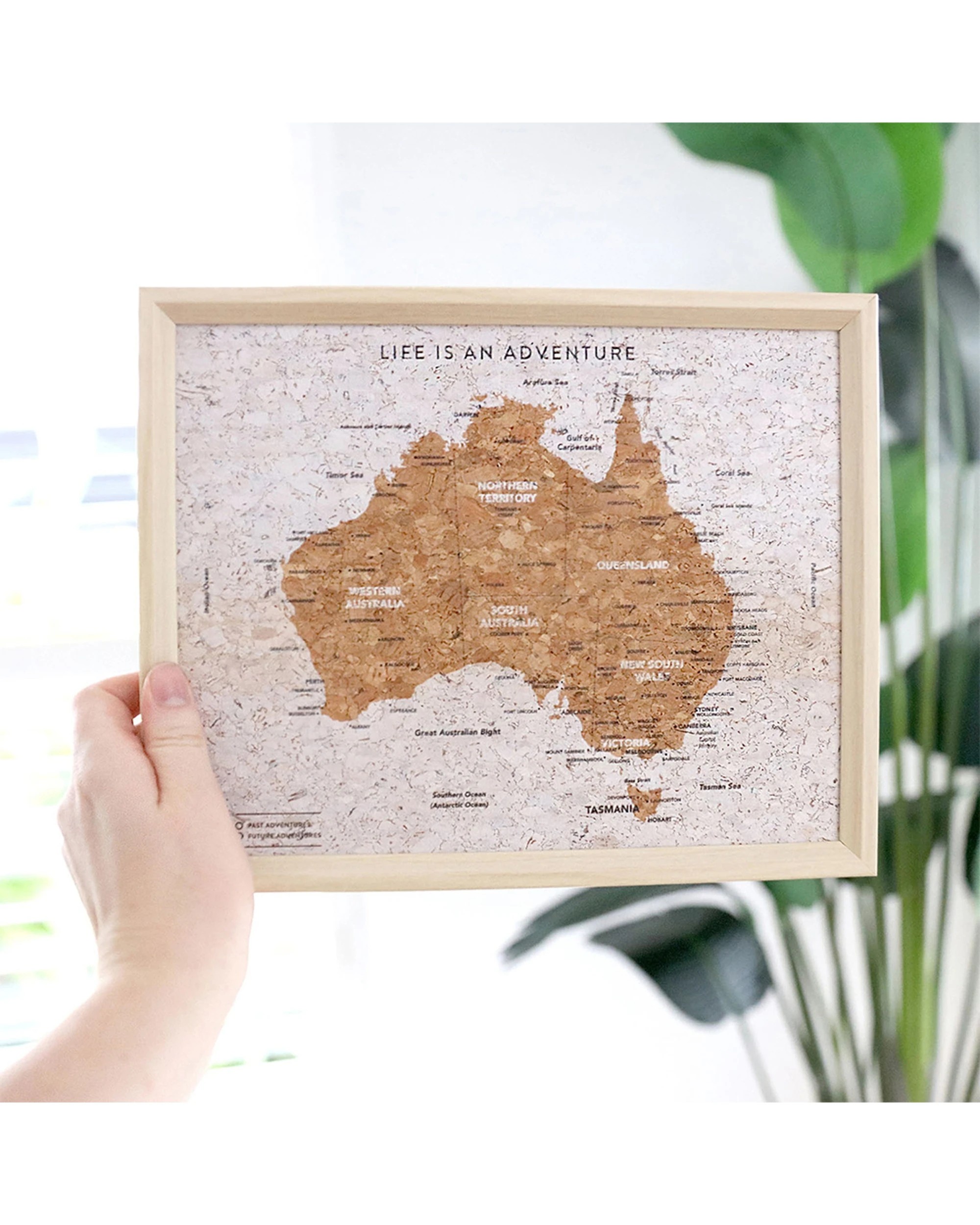 3 Splosh Travel Cork Board Australia Map Framed Canvas Wall Decor With Pins & Stand 27x22cm - Multi, 3 of 4