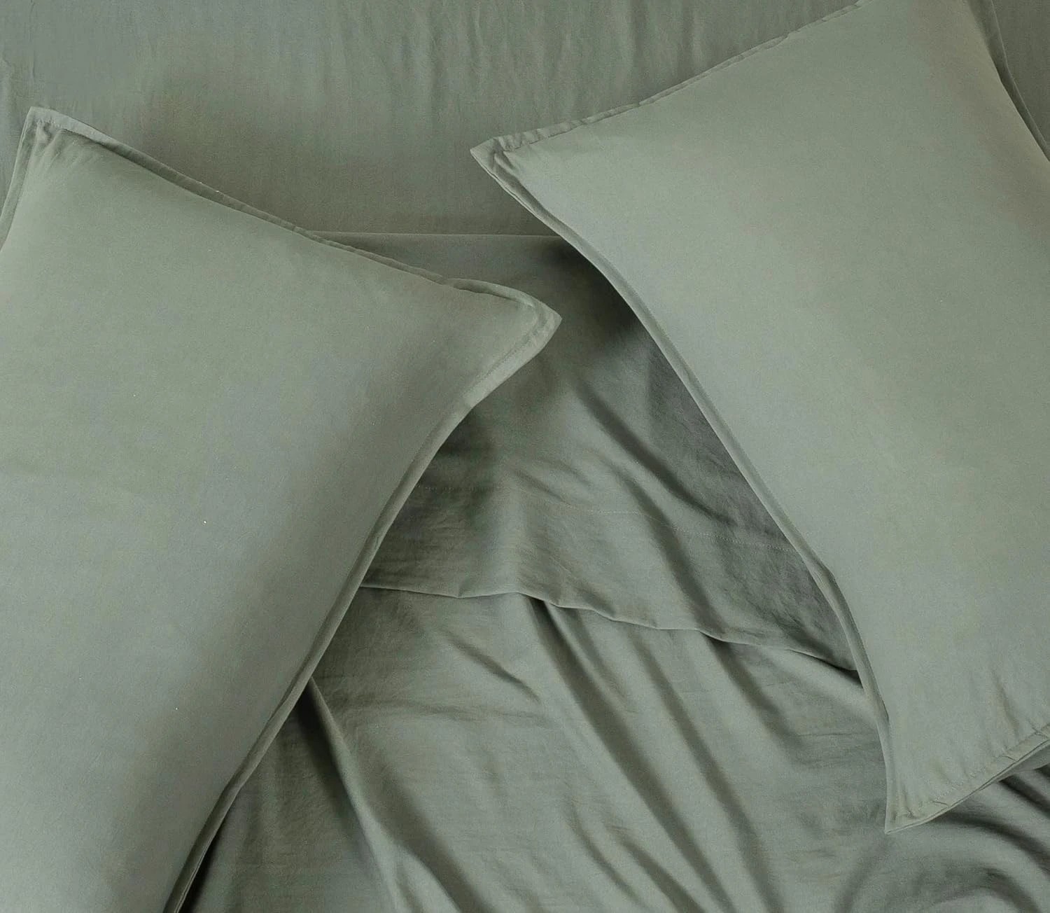 6 CleverPolly 100% Vintage Washed Microfibre Quilt Cover Set - Khaki Green - King Bed, 6 of 6